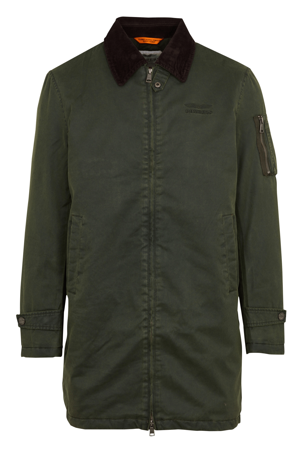 Giacca con zip e collo a coste di velluto BOMBERS ORIGINAL Kaki
