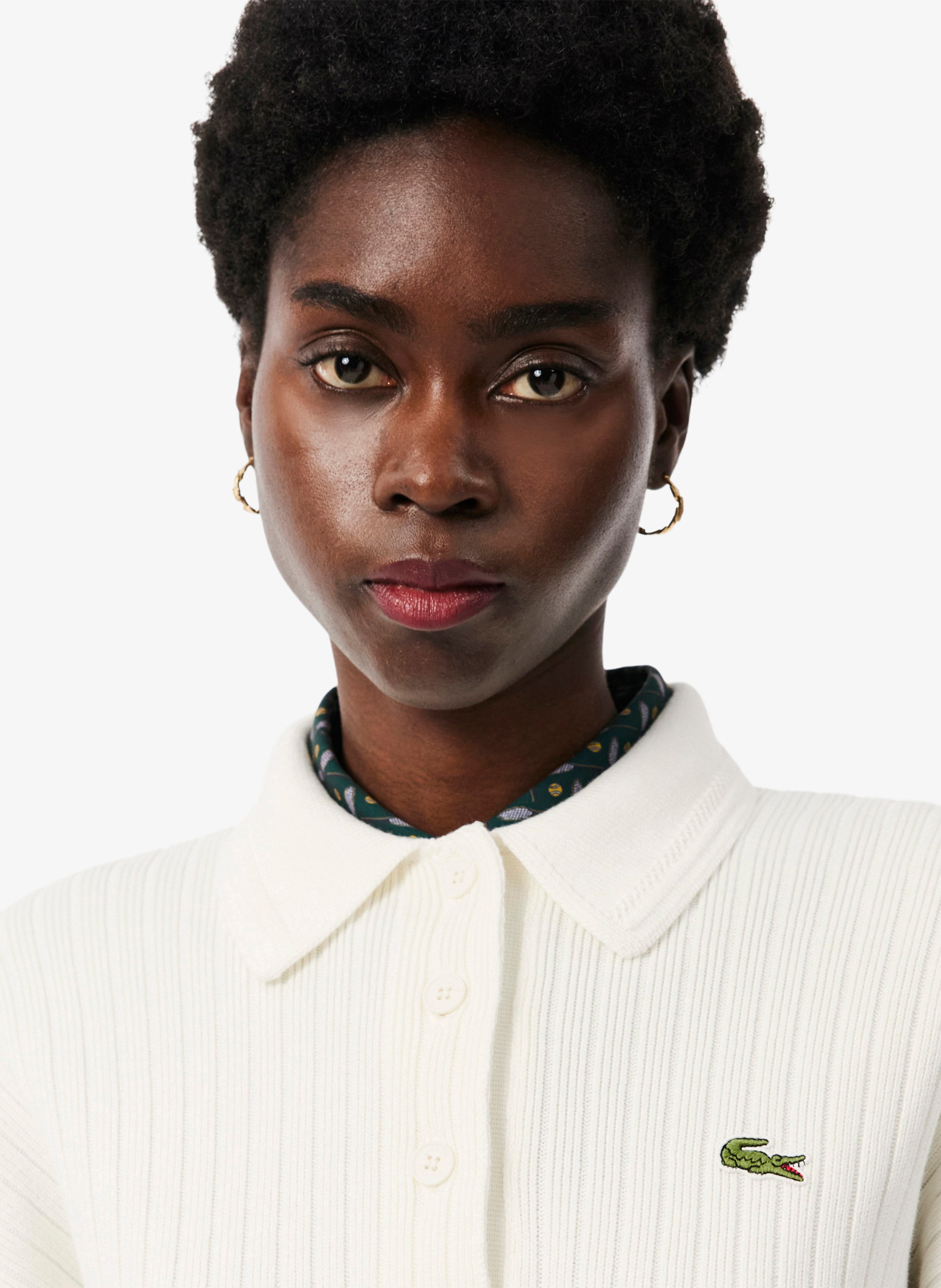 Polo droit manches longues en coton LACOSTE Gris