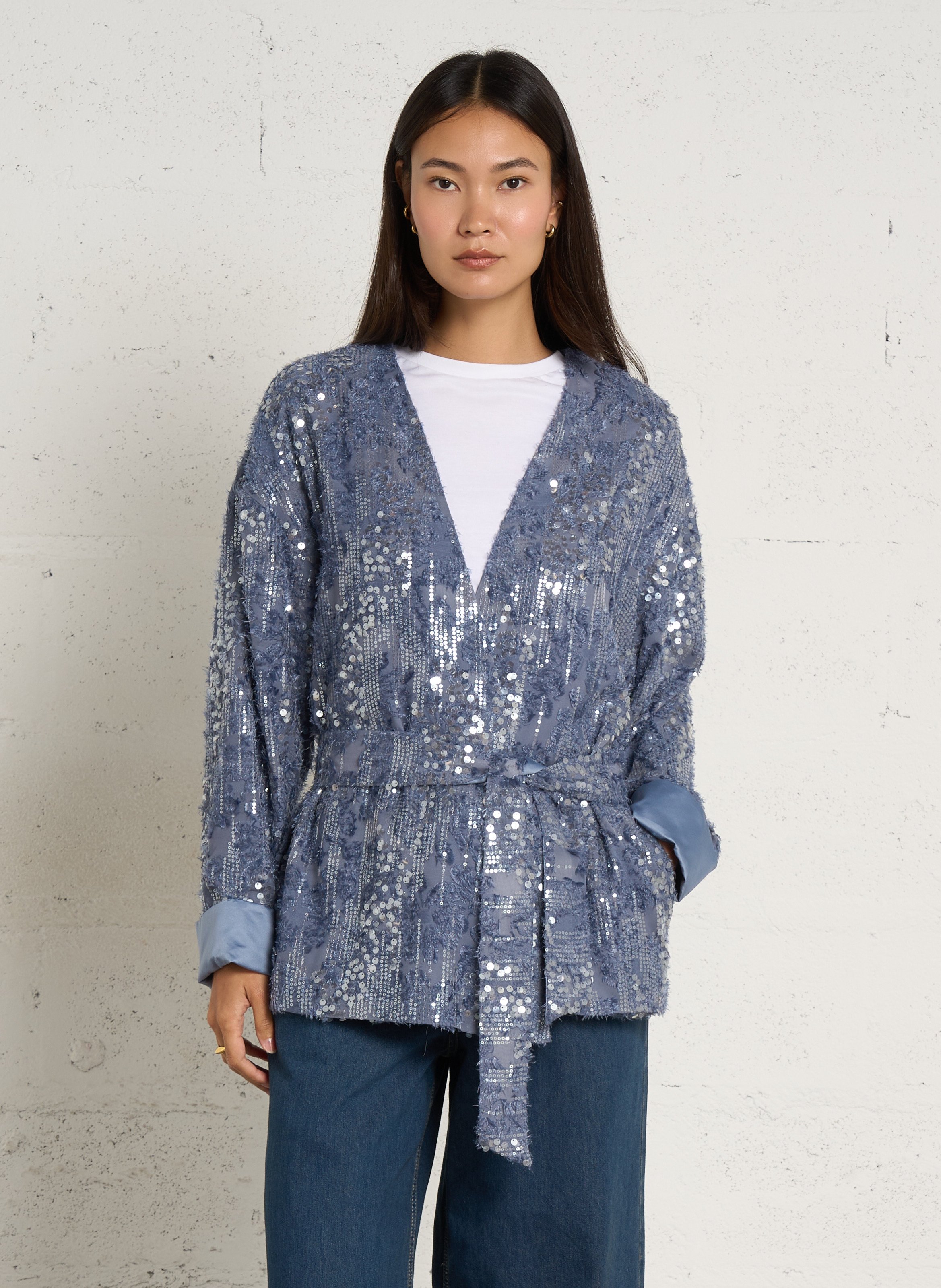 Sequined belted jacket IKKS Blue