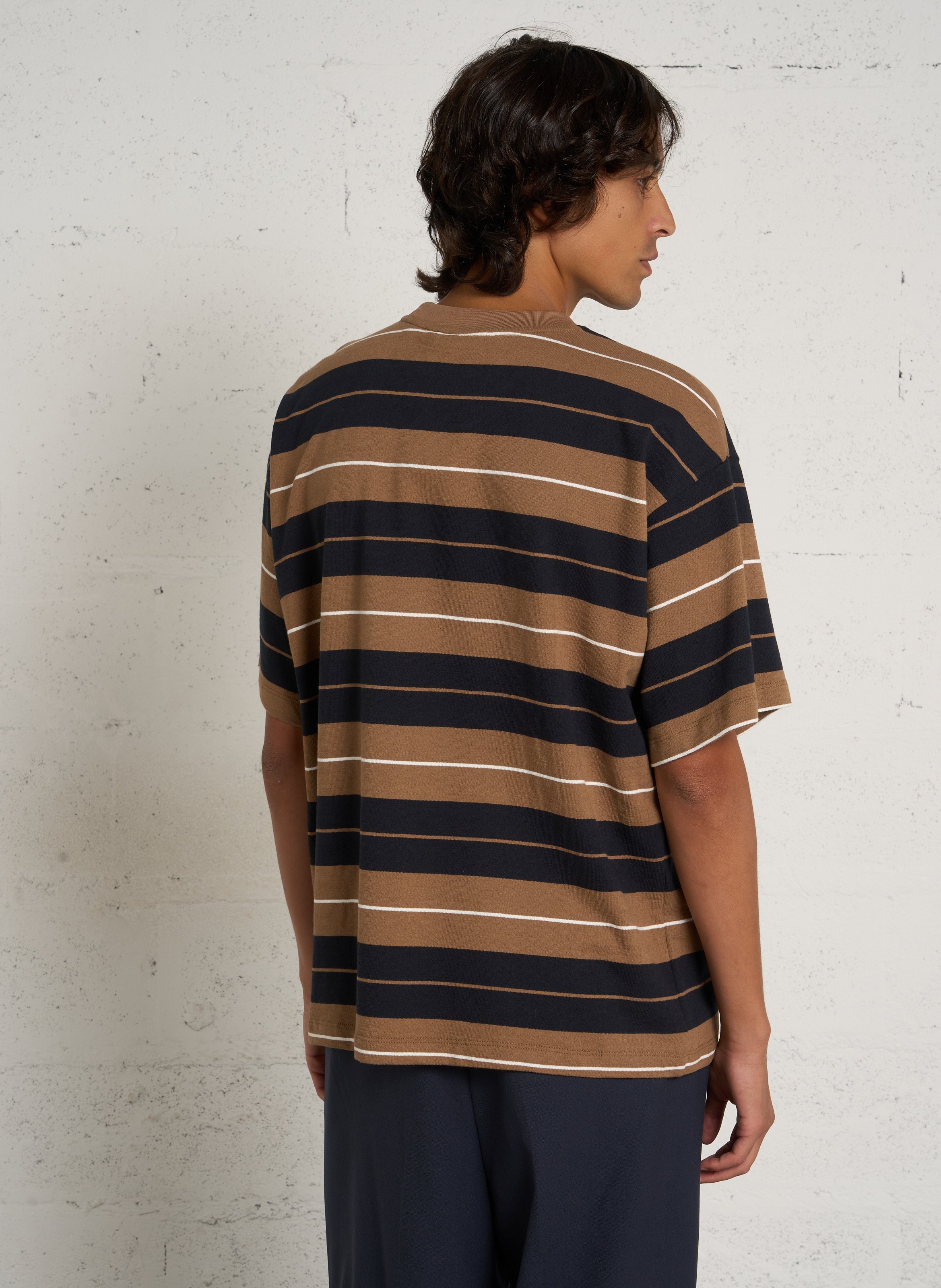 Striped cotton t-shirt CASUAL FRIDAY Brown