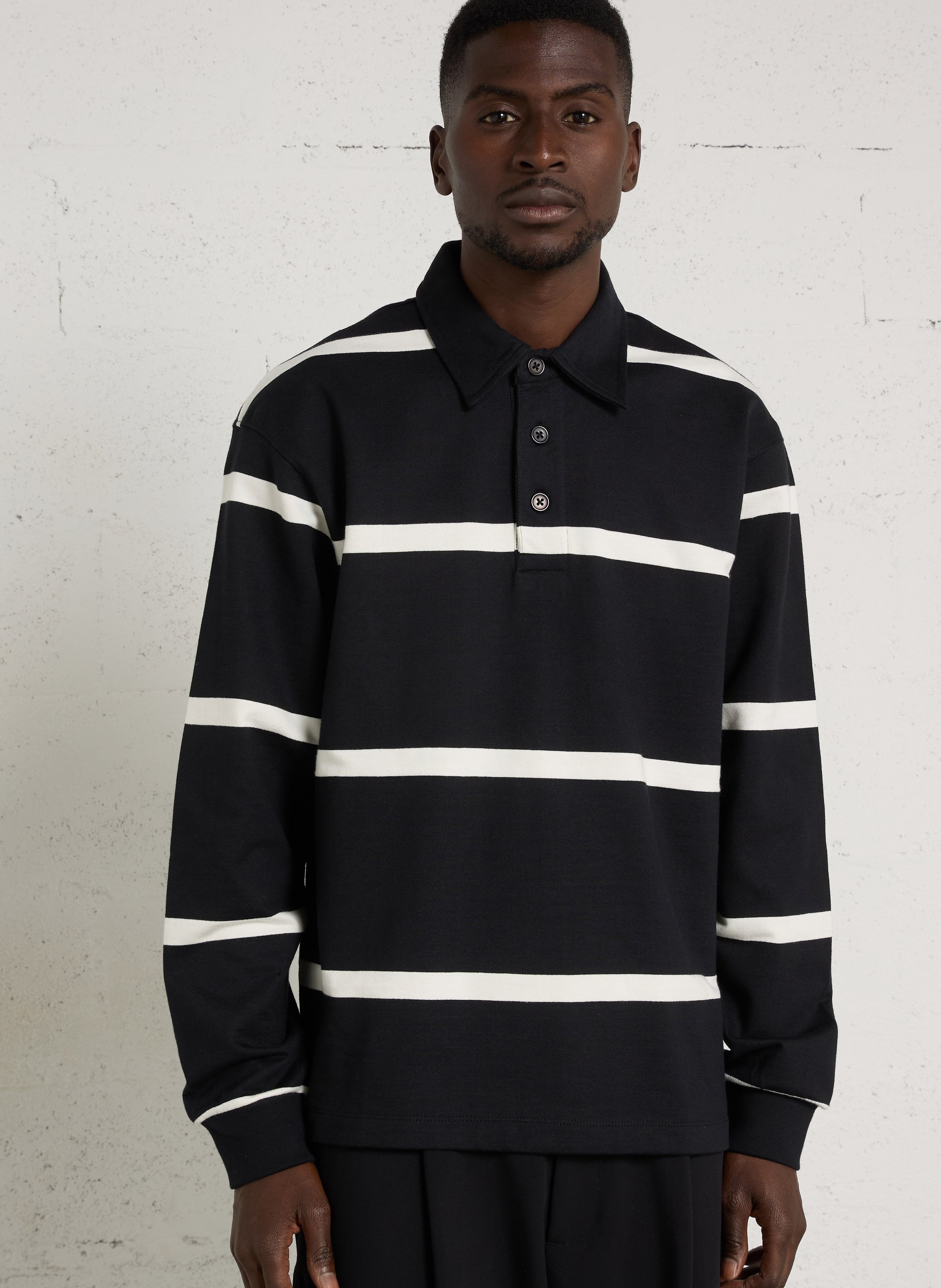 Polo manches longues rayé MINIMUM Noir