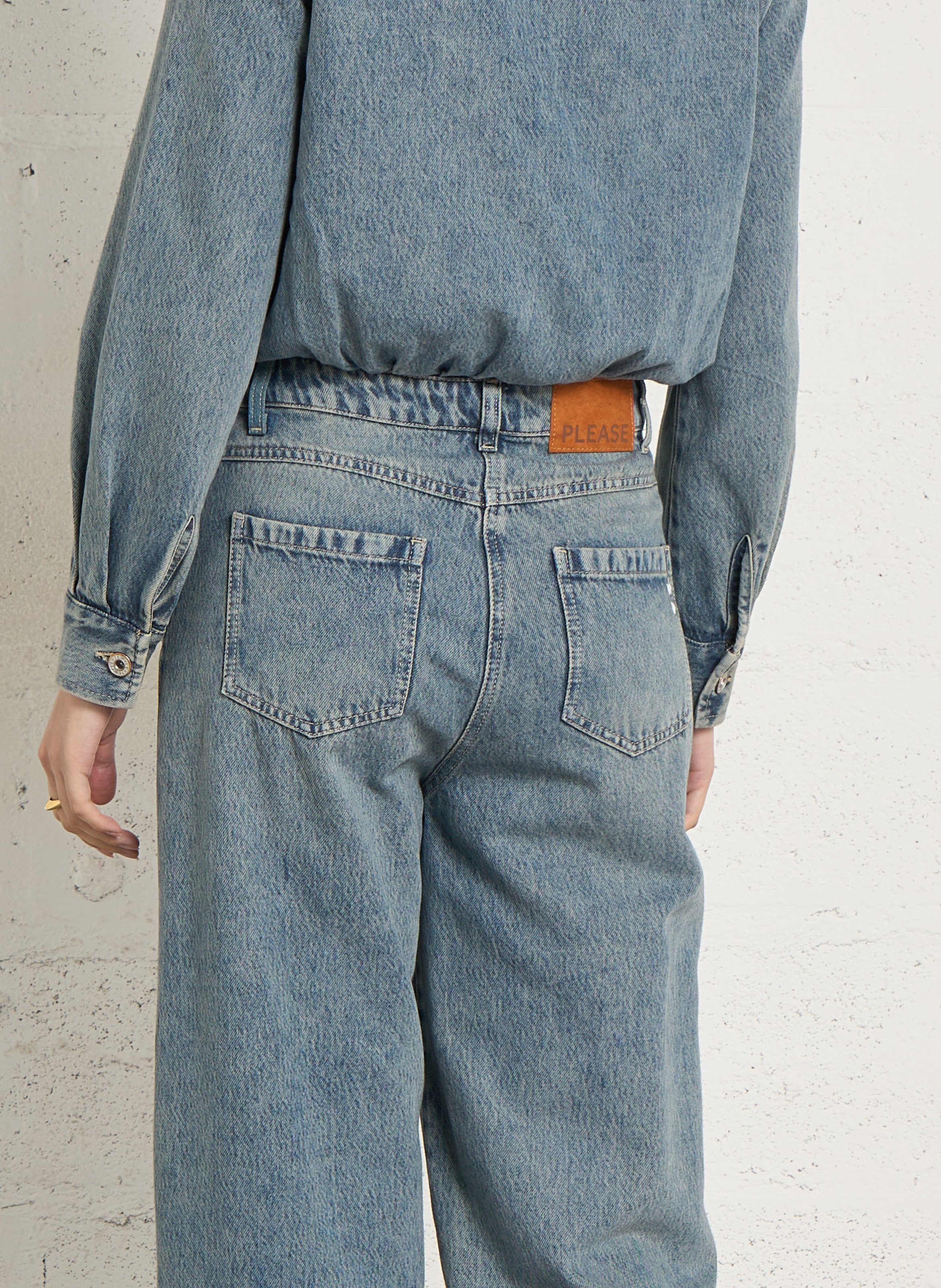 Jeans-Jumpsuit aus Baumwoll-Mix PLEASE Blau