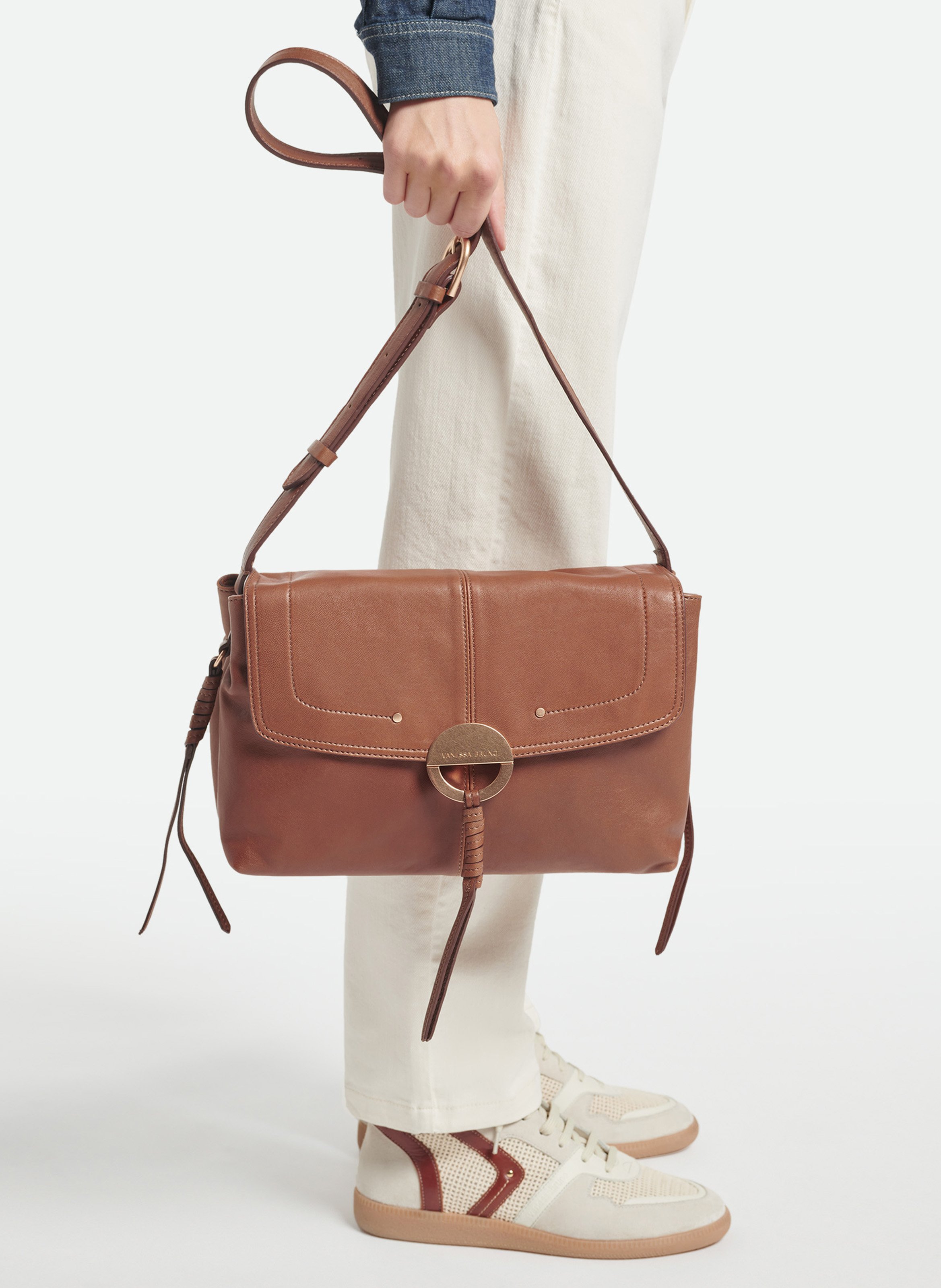Sac bandoulière en cuir souple  Marron