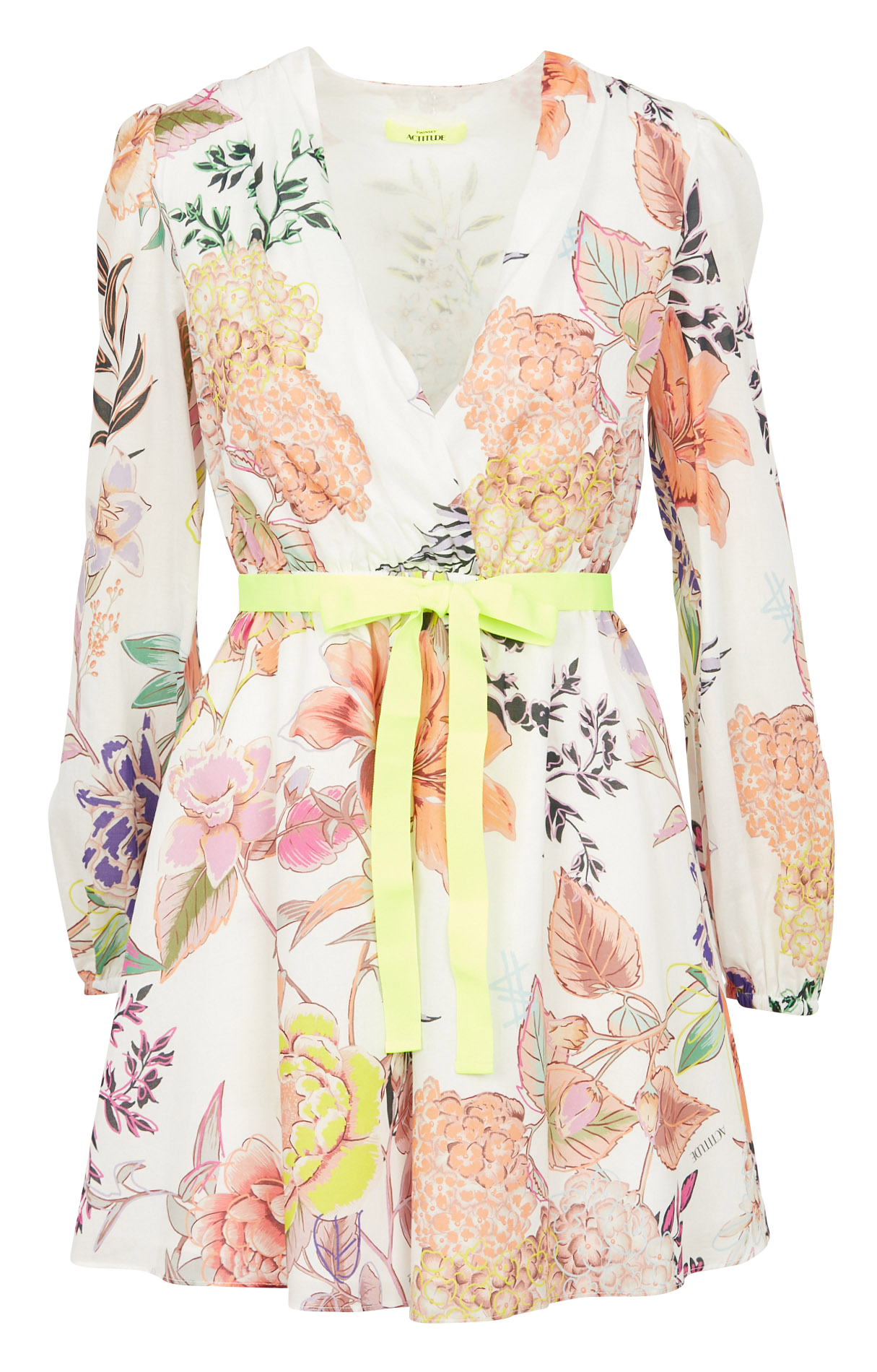 Short printed cotton V-neck dress TWINSET Multicolored