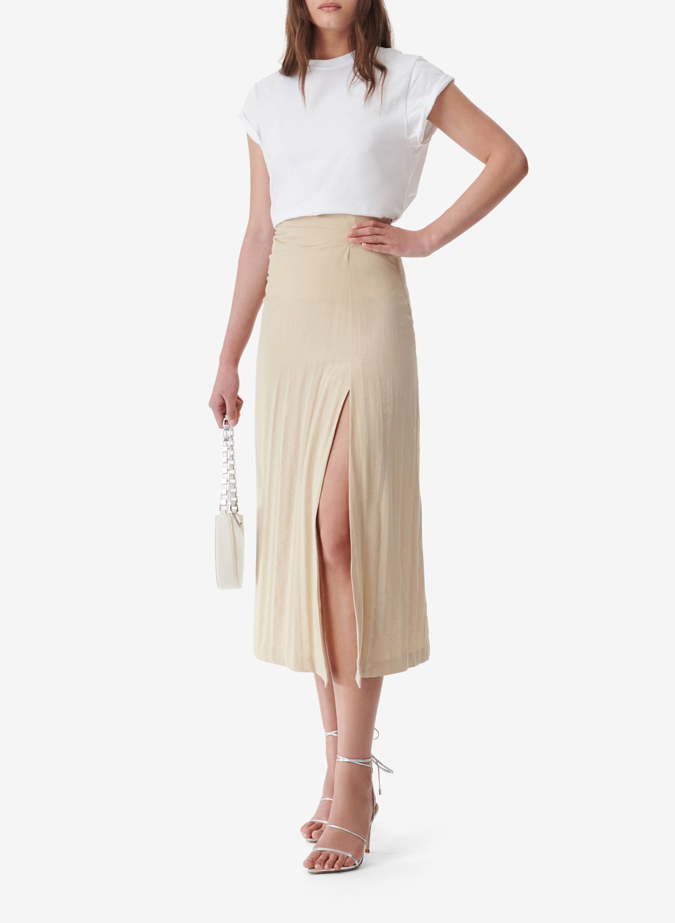 Jupe midi drapée  IRO Beige