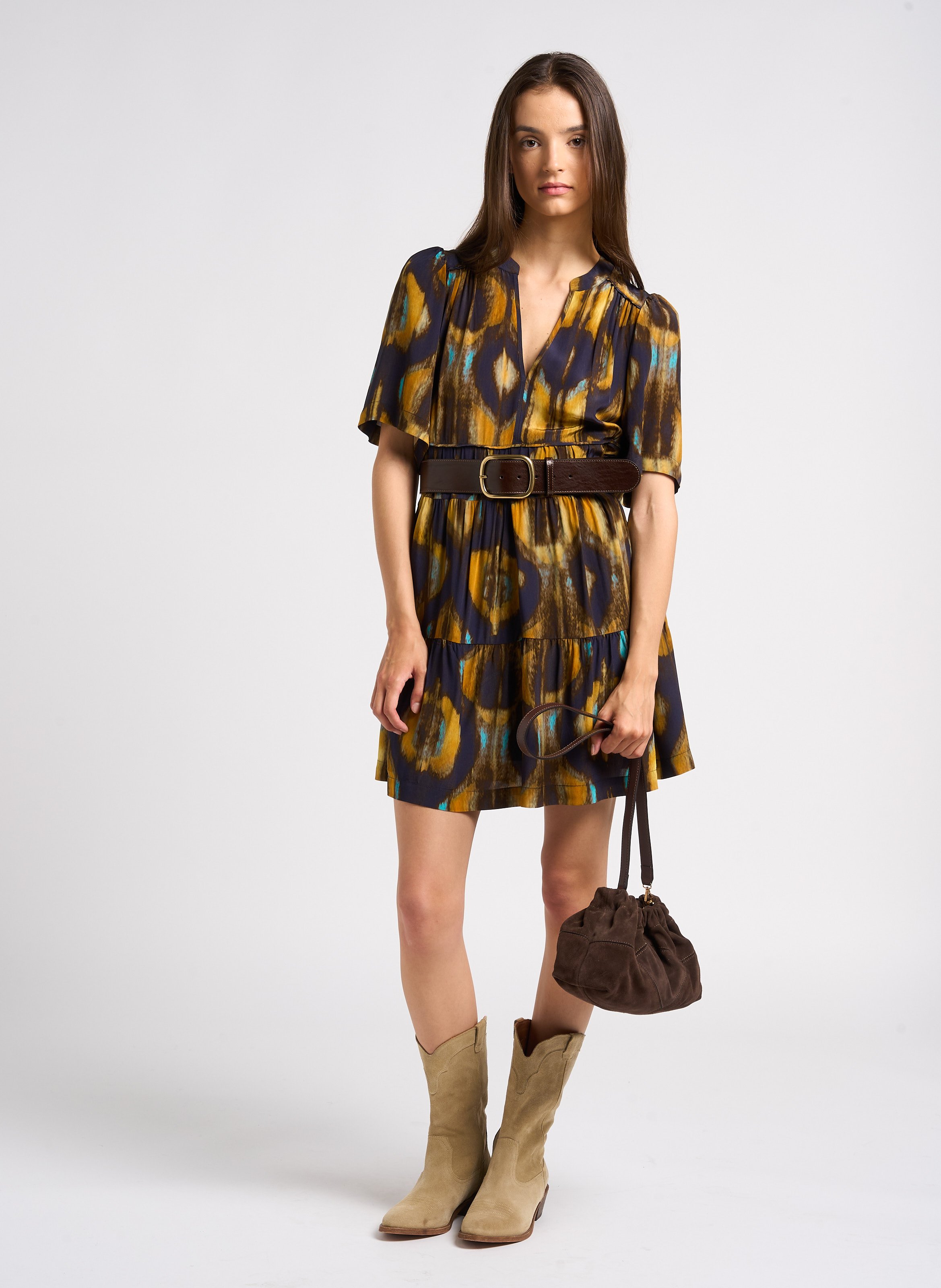 Sac à main en cuir velours BA&SH Marron