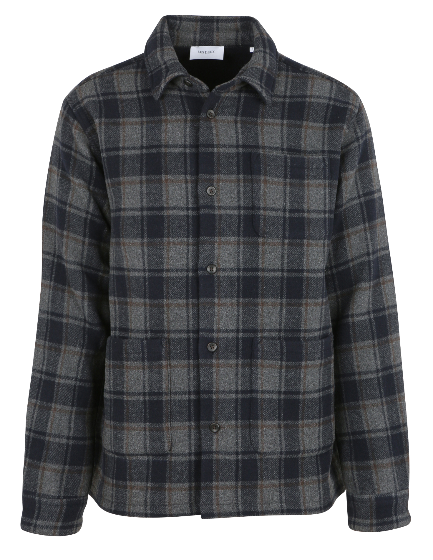 Checked wool-blend overshirt LES DEUX Grey