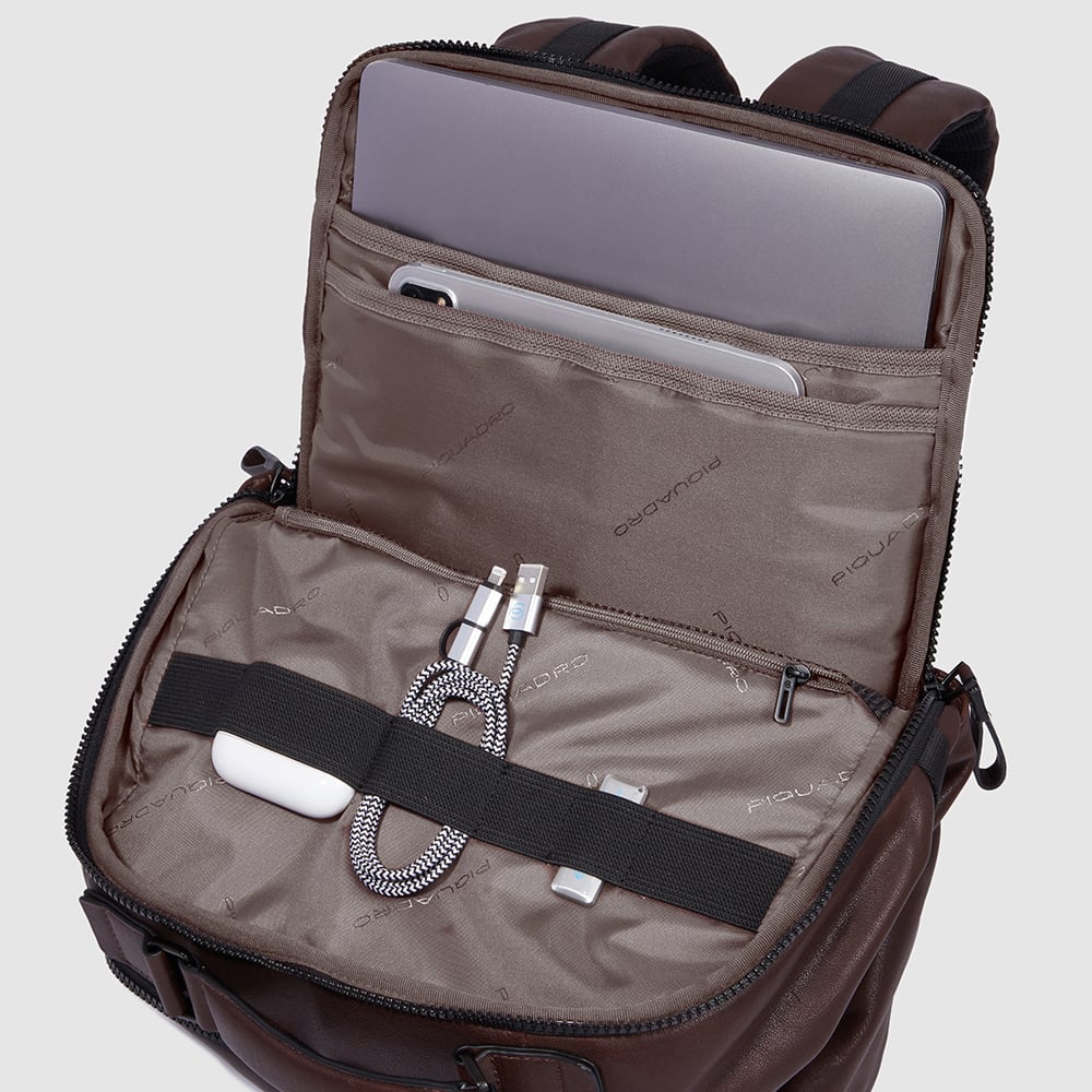 Leather backpack PIQUADRO Brown