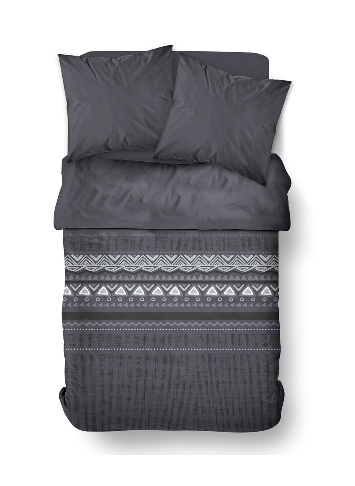 Zippered cotton printed bedding set TODAY LINGE DE MAISON Grey