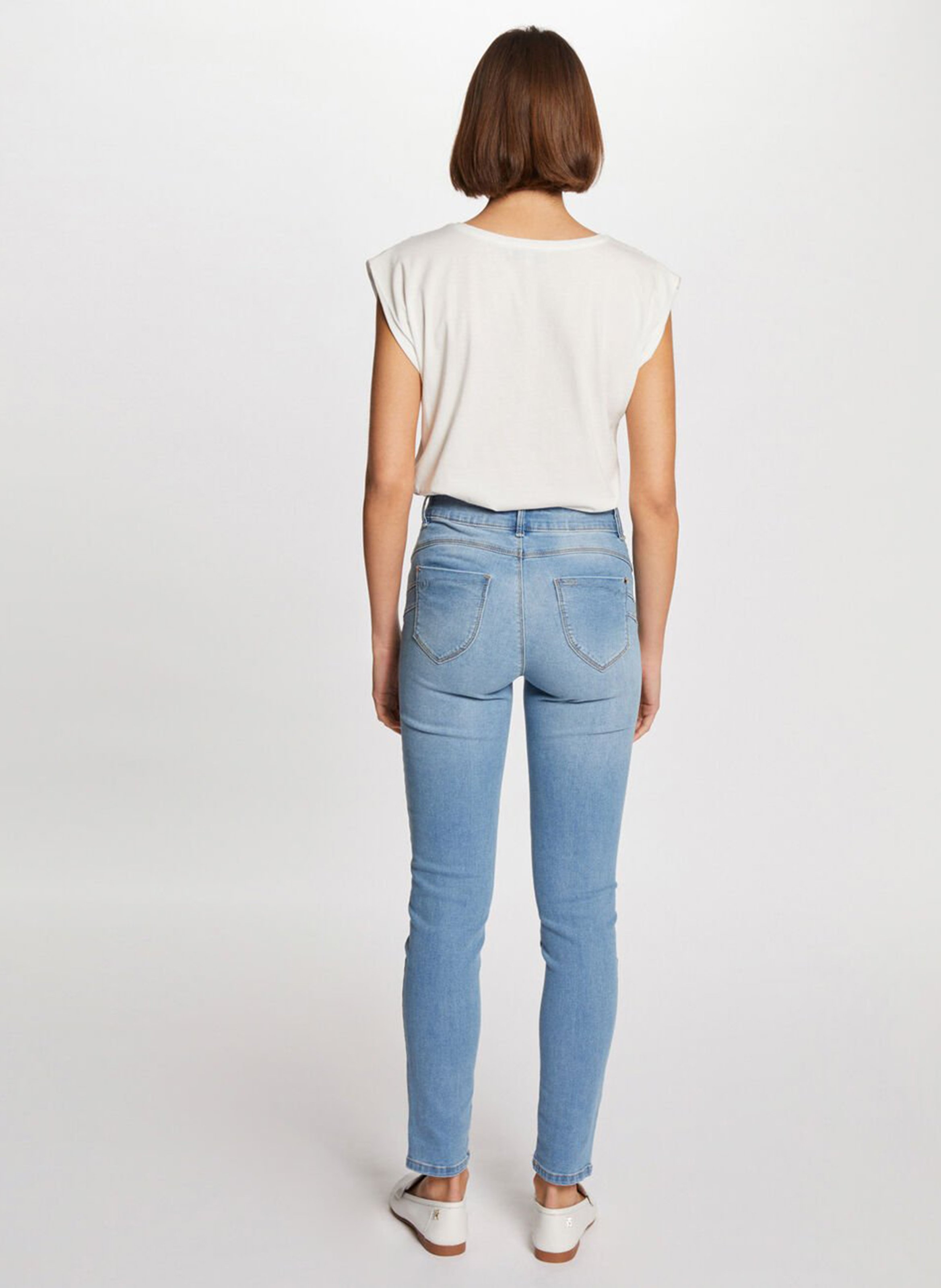 Slim-fit raw cotton-blend jeans Blue