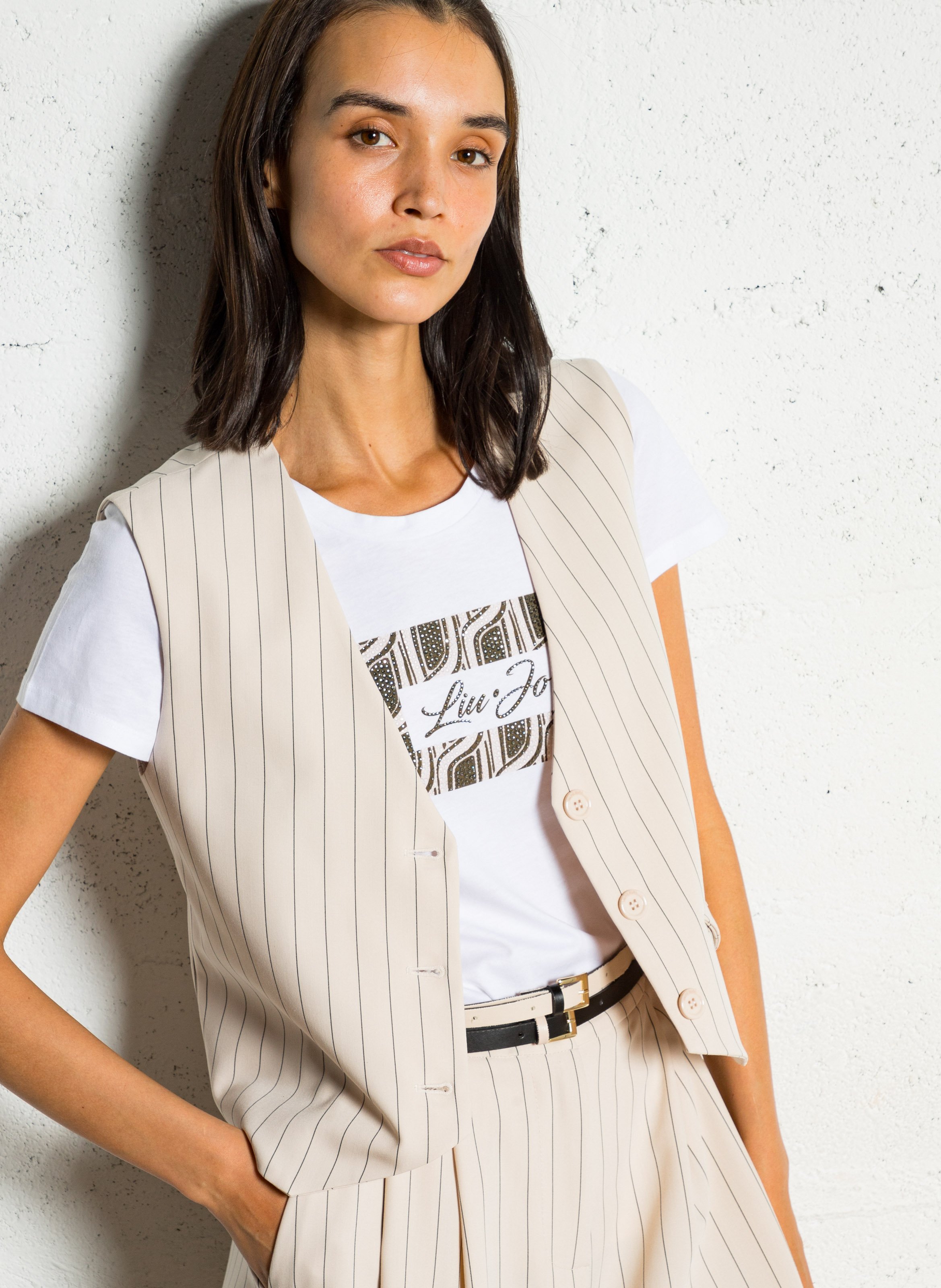 Tailored waistcoat with pinstripes IMPERIAL Beige