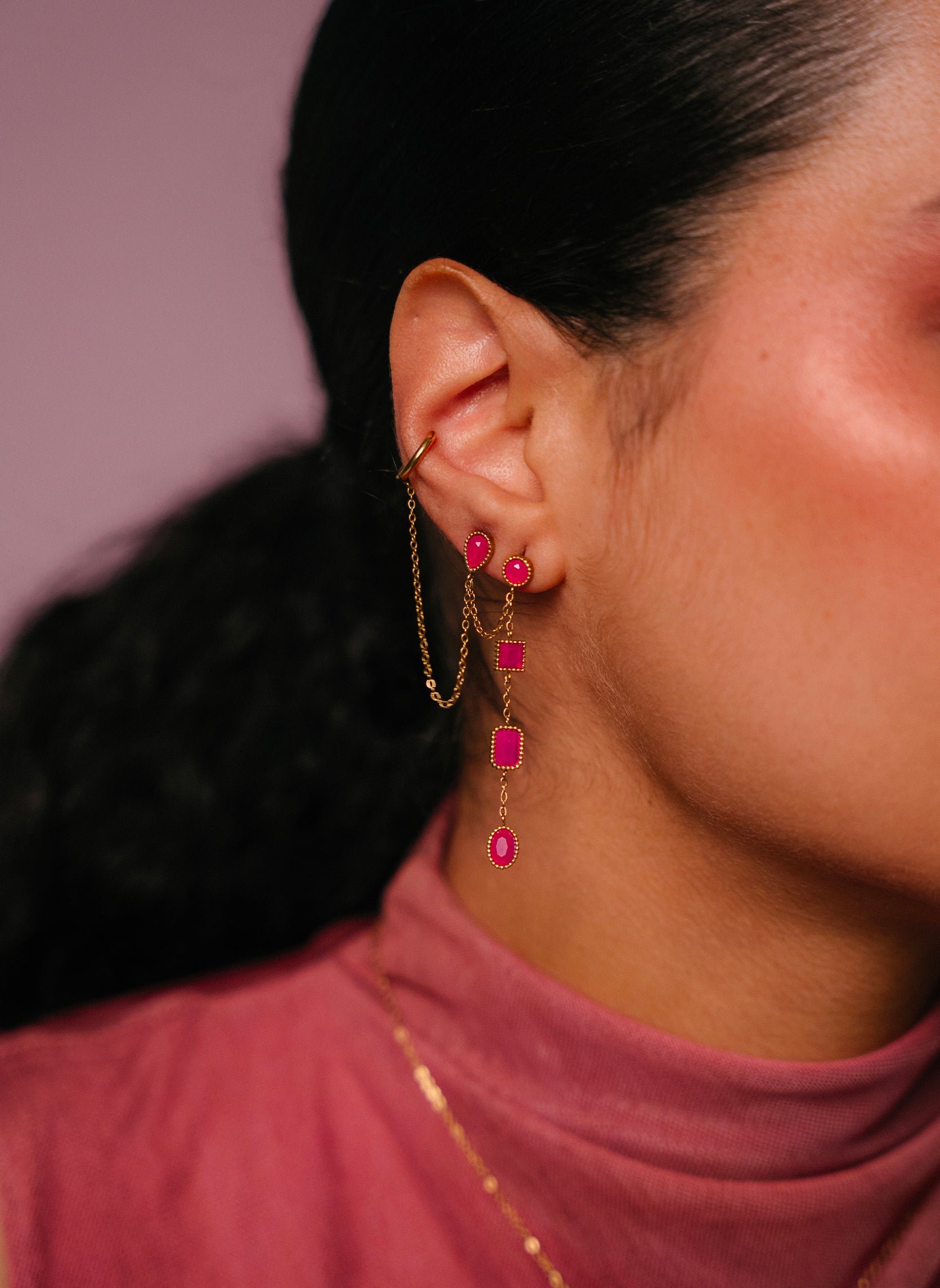 Dangling earring AEC Paris Pink
