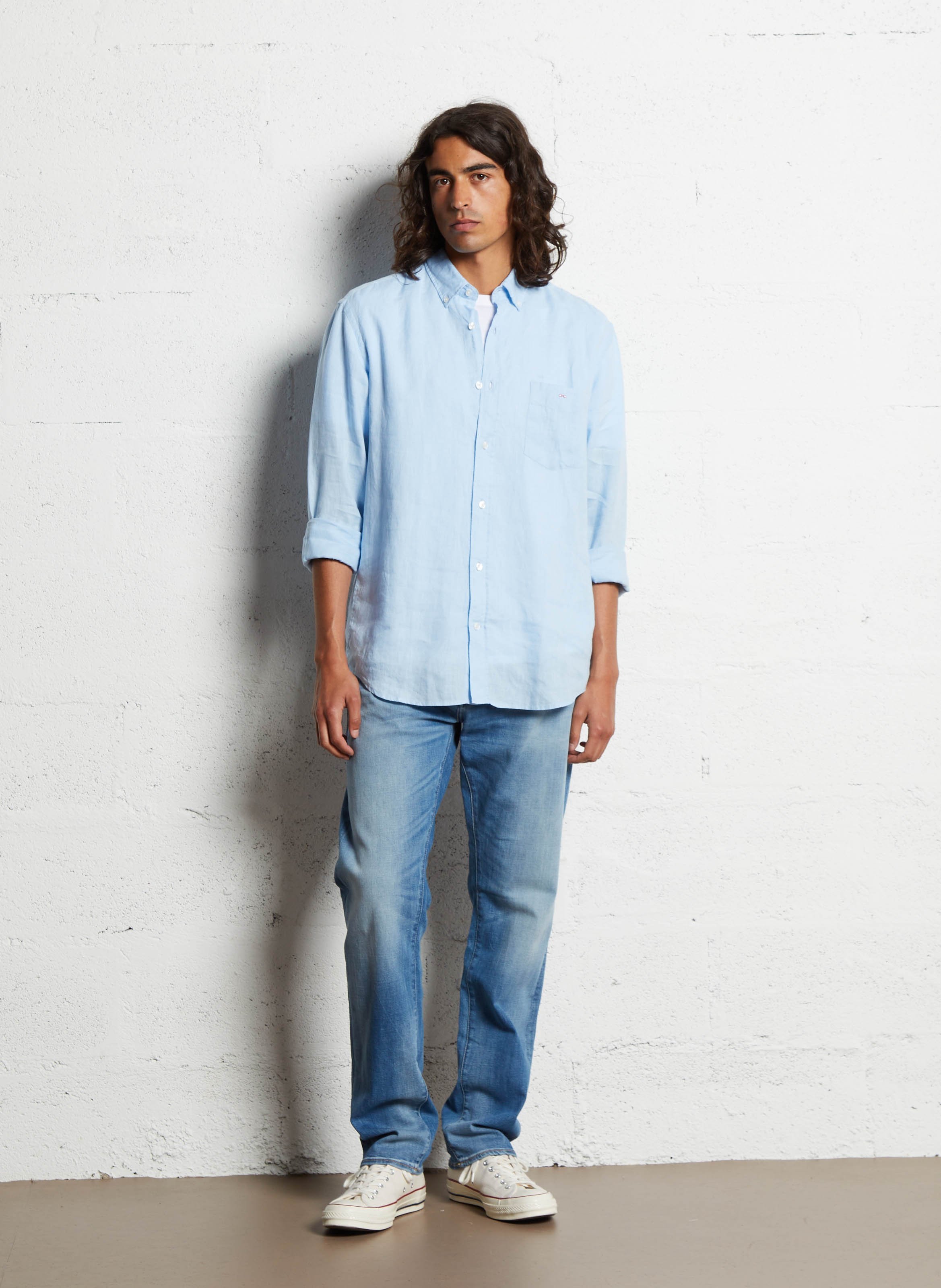 Cotton-blend straight jeans LE TEMPS DES CERISES Blue