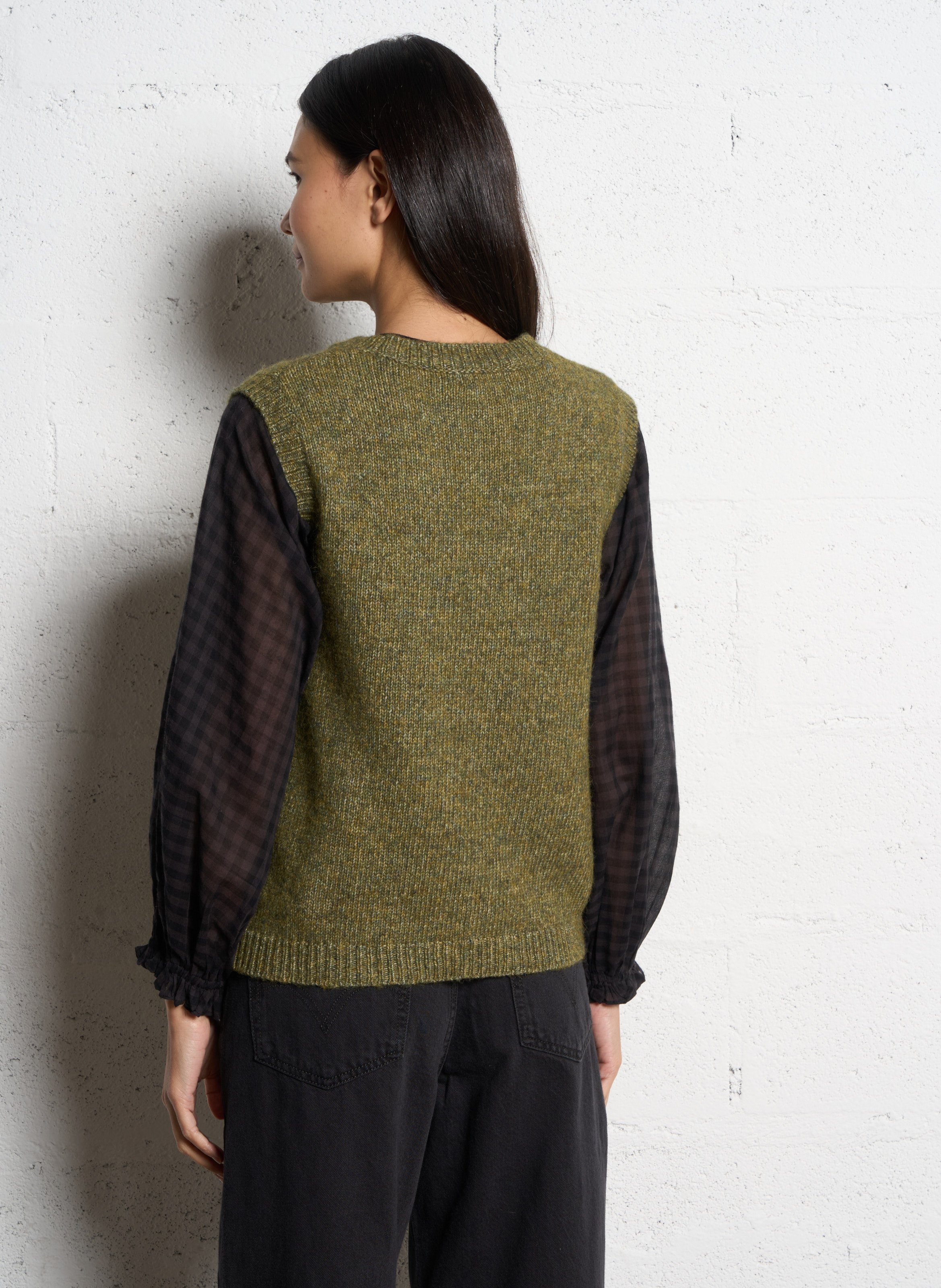 Gerade geschnittener Pullover aus Wollmix JC SOPHIE Grun