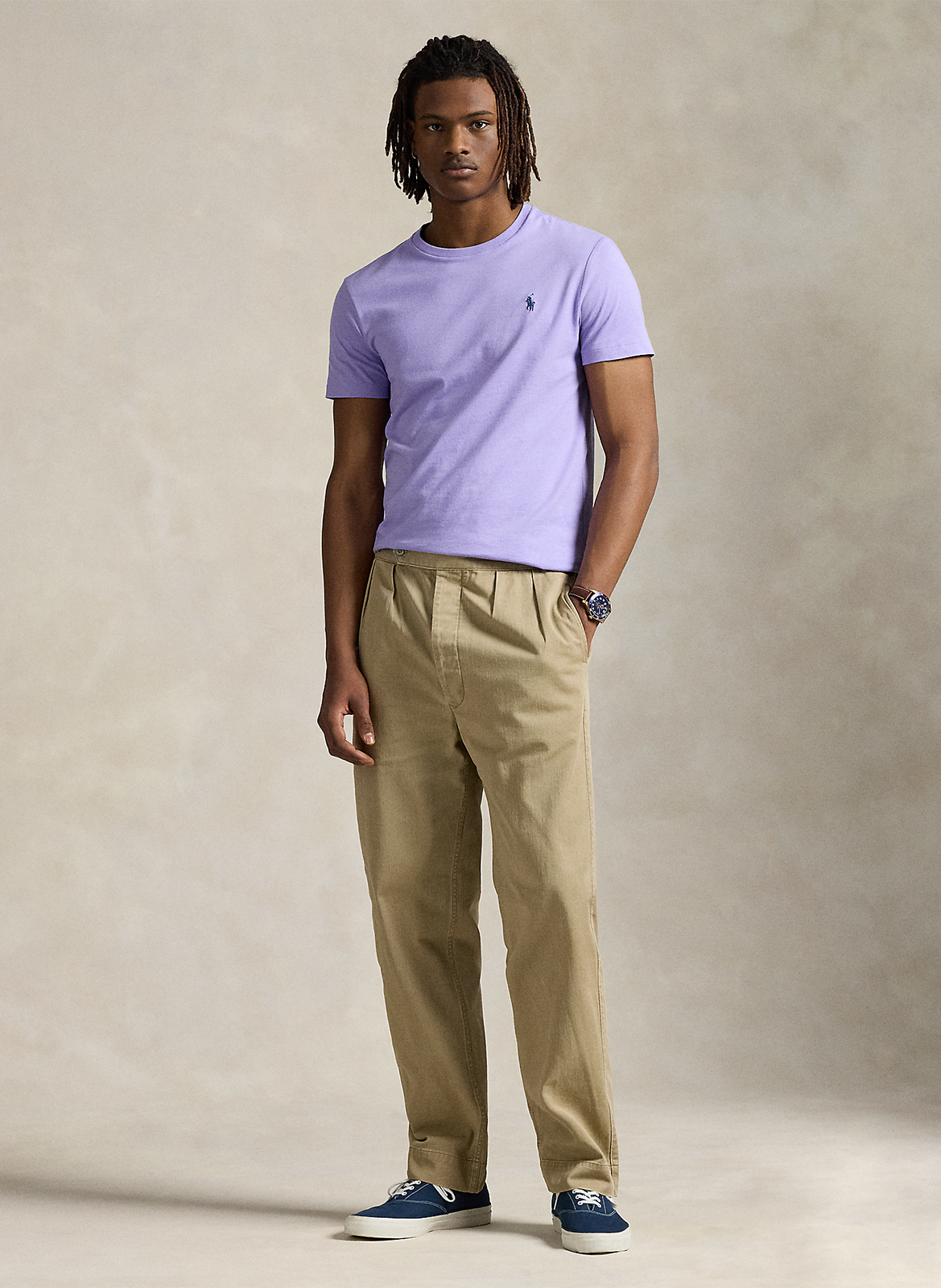 Tee-shirt col rond slim-fit en coton POLO RALPH LAUREN Violet