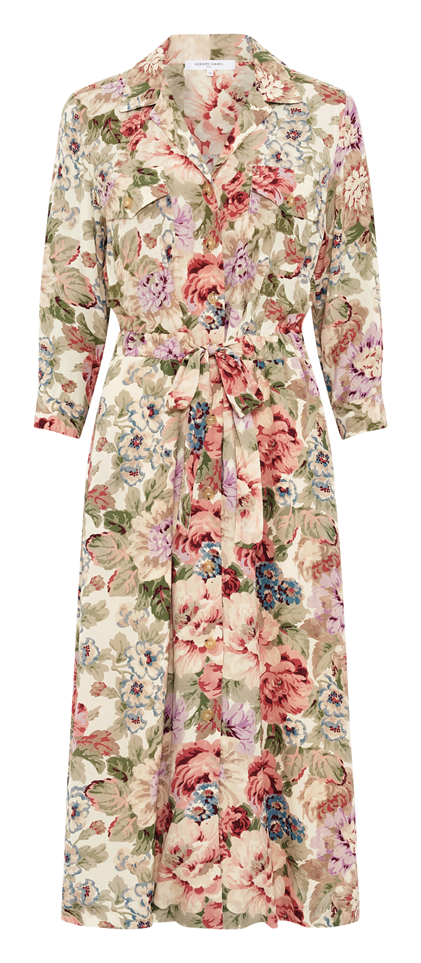 Robe midi col classique à imprimé floral GERARD DAREL Beige