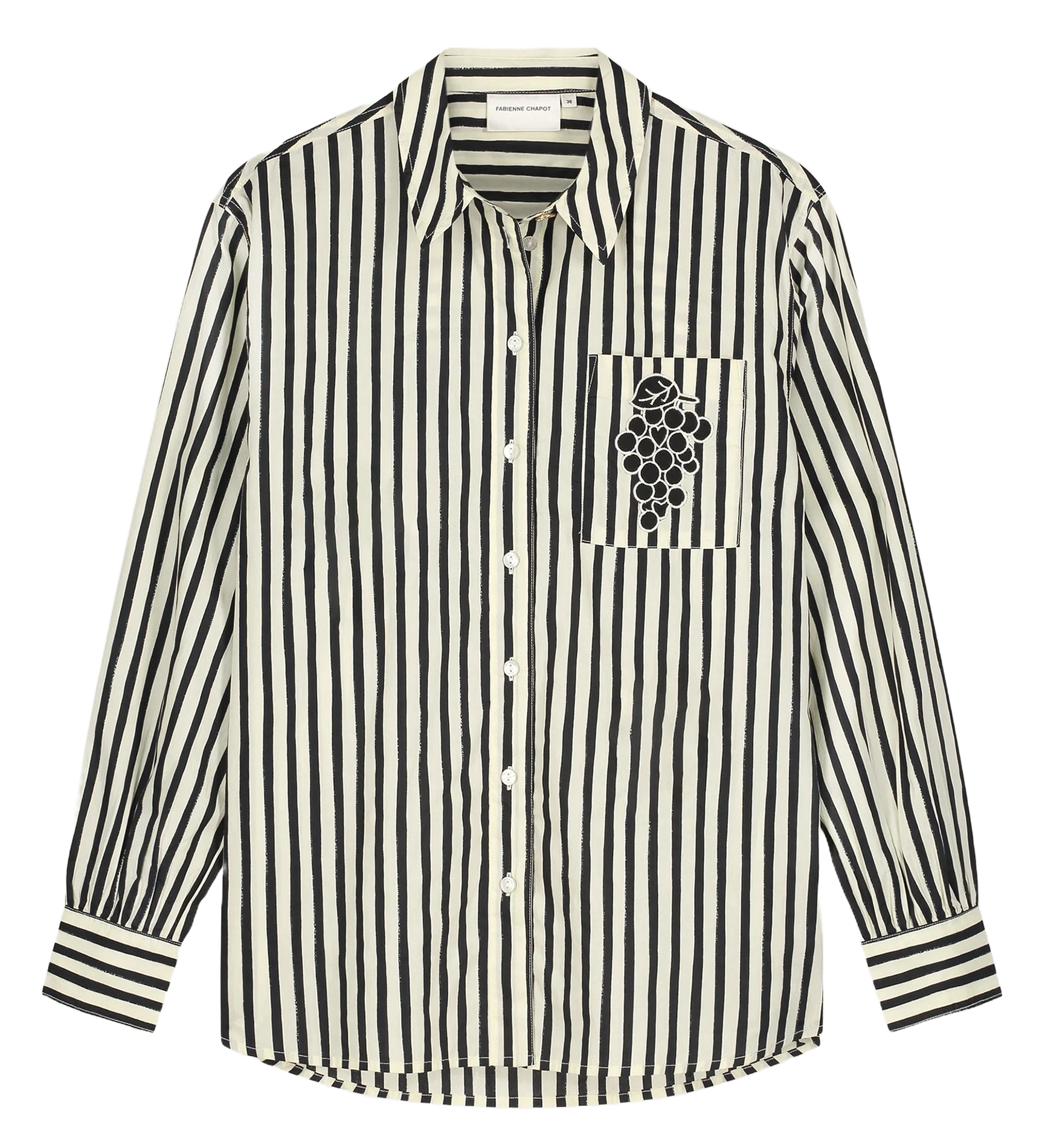 Chemise droite à rayures en coton bio FABIENNE CHAPOT Blanc