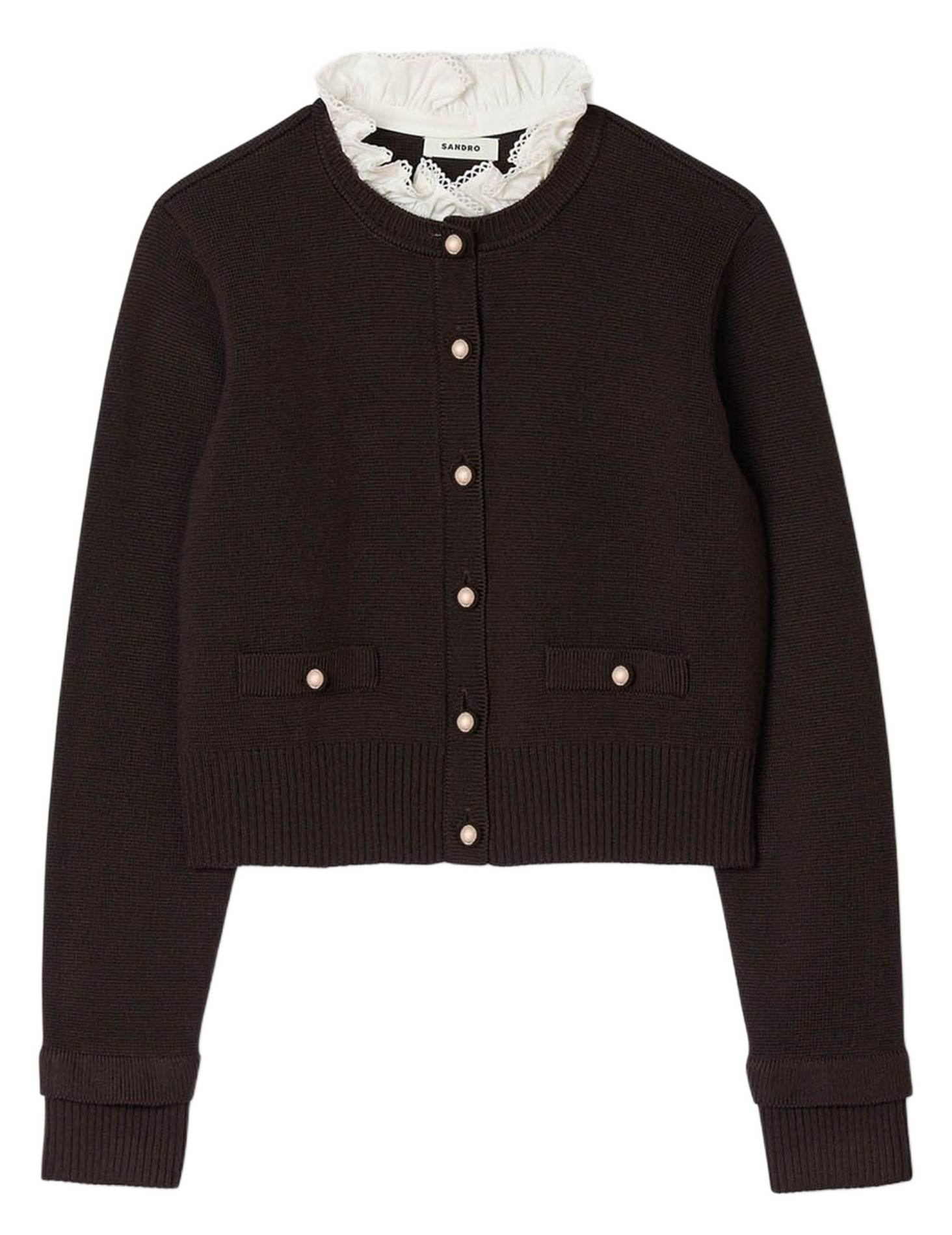 Gilet droit col rond  SANDRO Marron