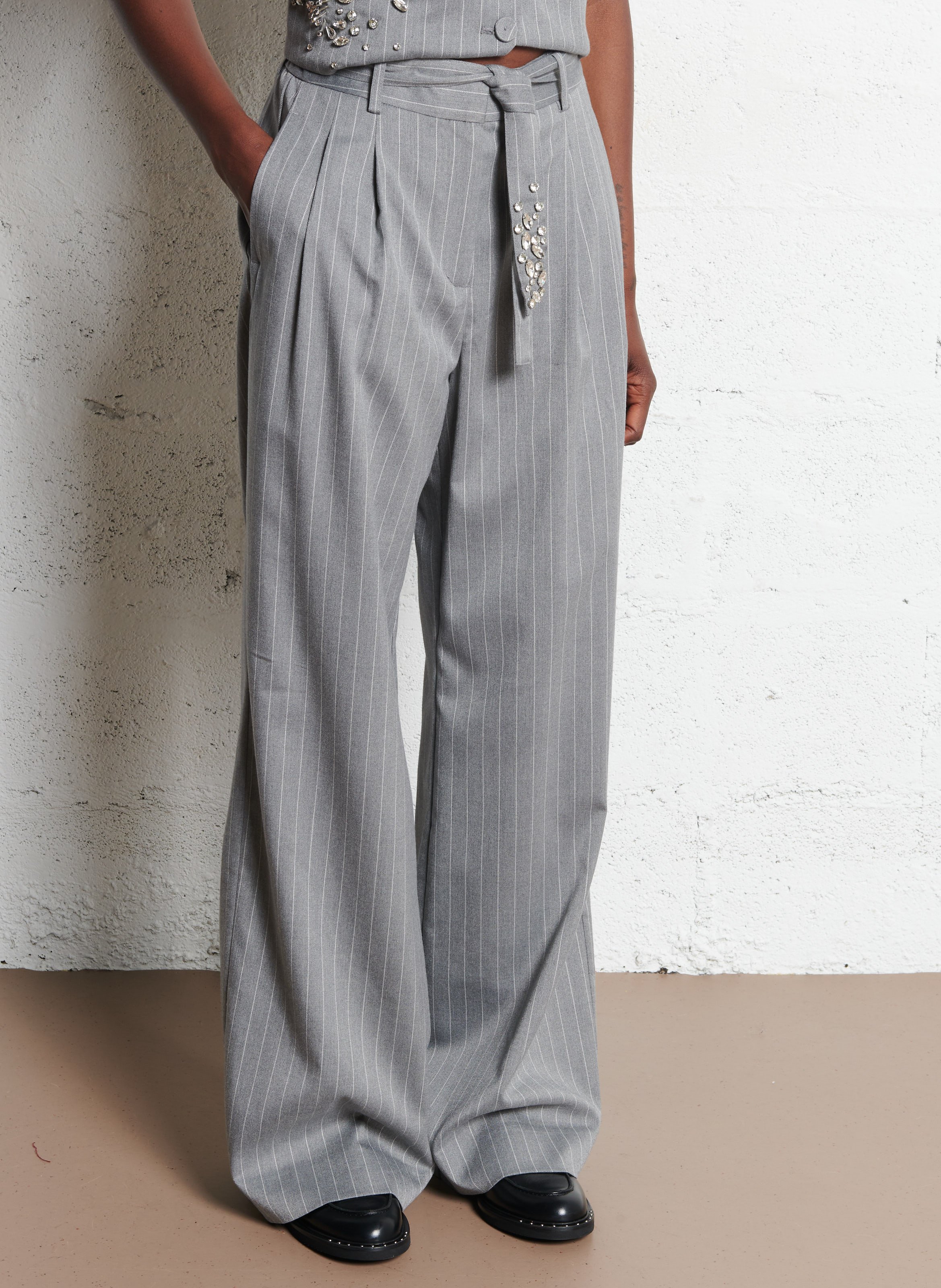 Wijde, gestreepte broek FABIENNE CHAPOT Wit