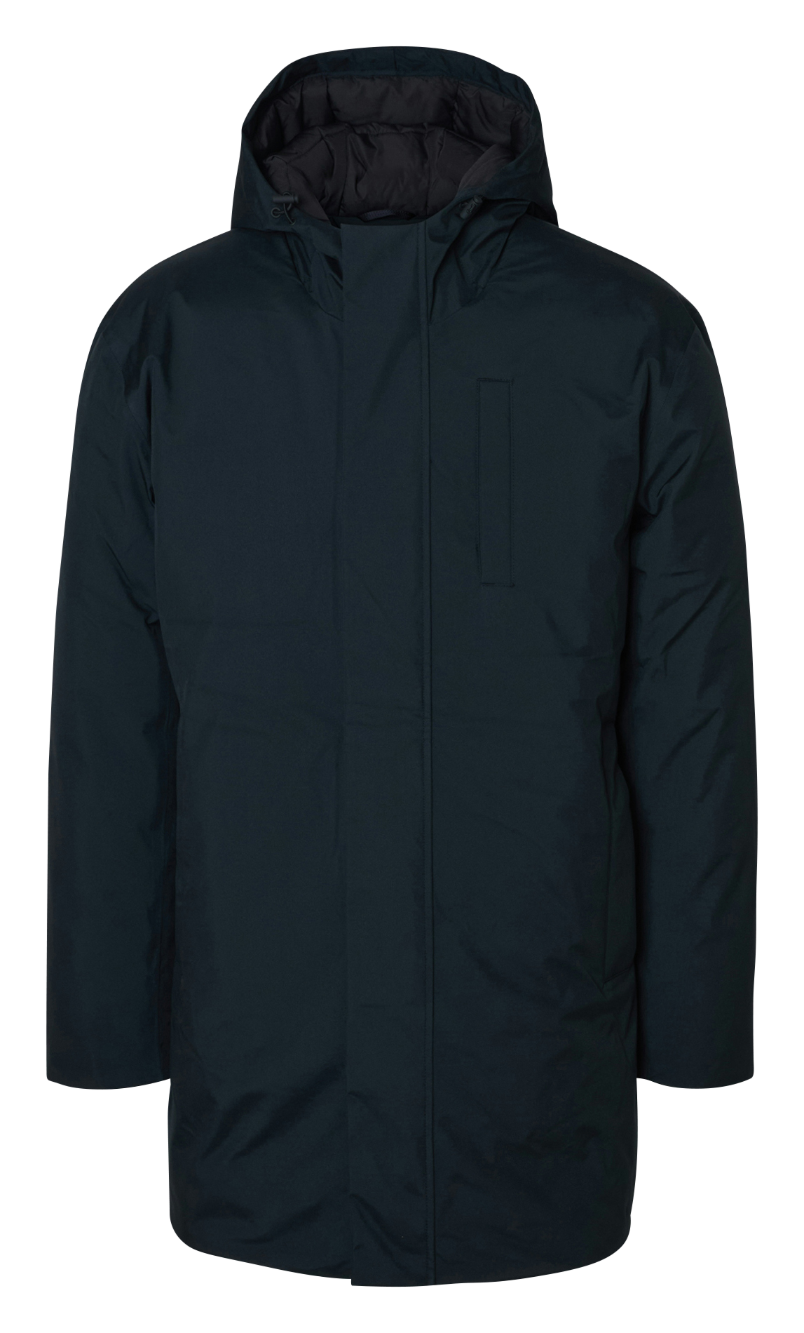 Straight parka with high collar in recycled fibers SELECTED Black