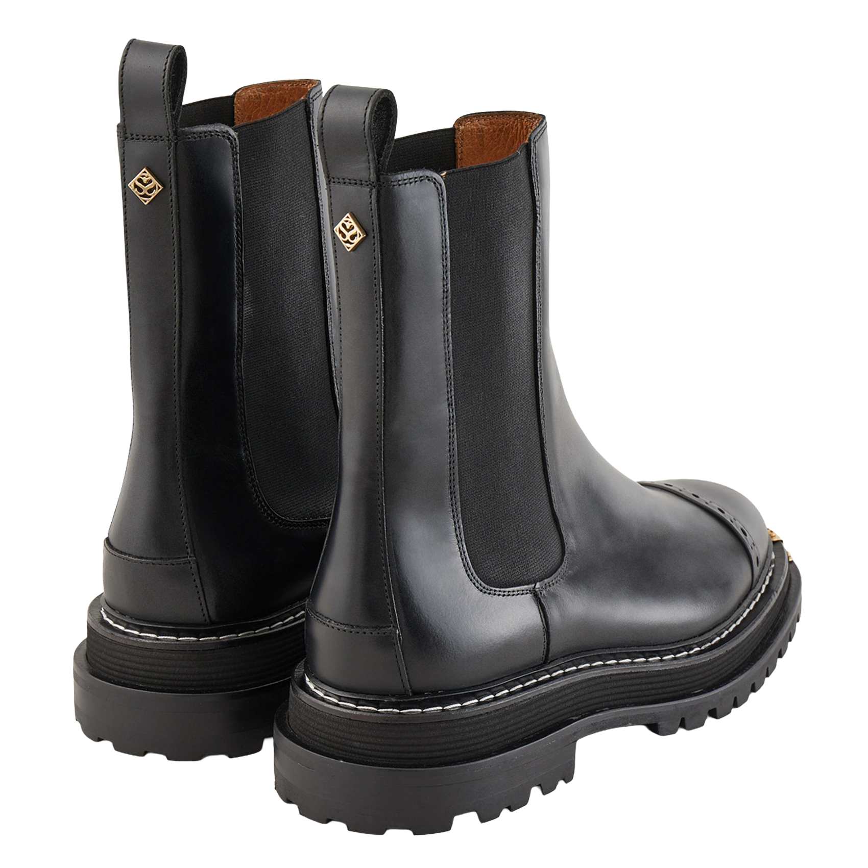 Chelsea laarzen met metalen detail in leer SANDRO Zwart