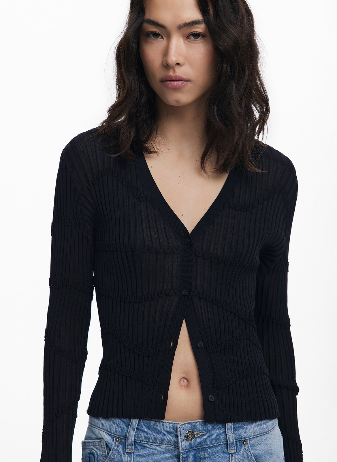 Gilet a scialle aderente con bottoni DESIGUAL Nero