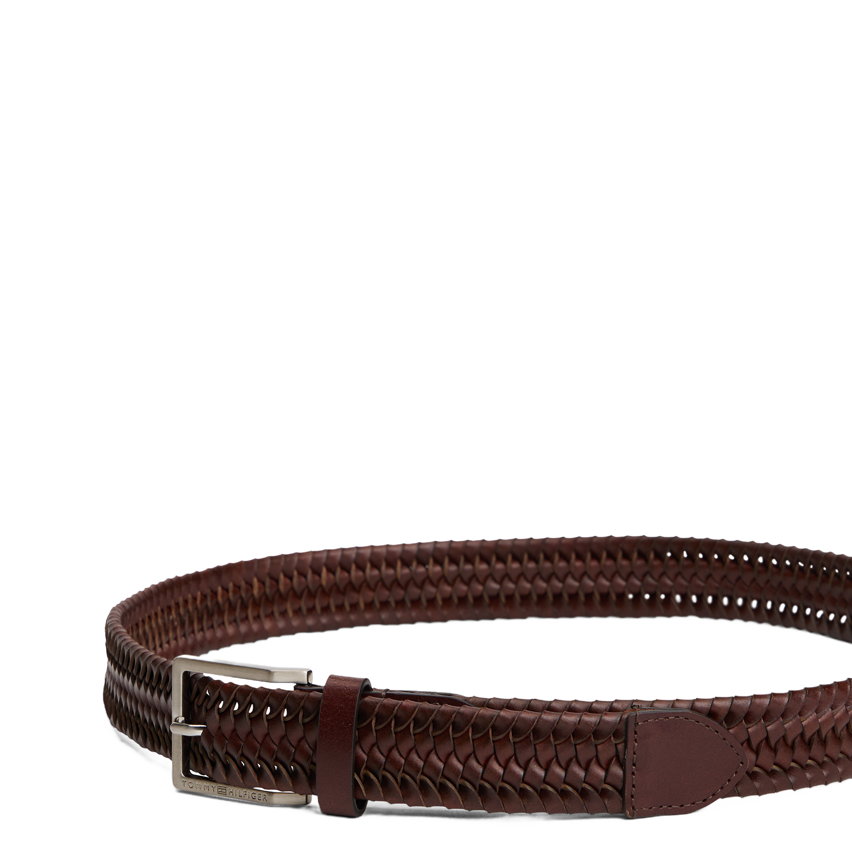 Braided leather belt TOMMY HILFIGER Brown
