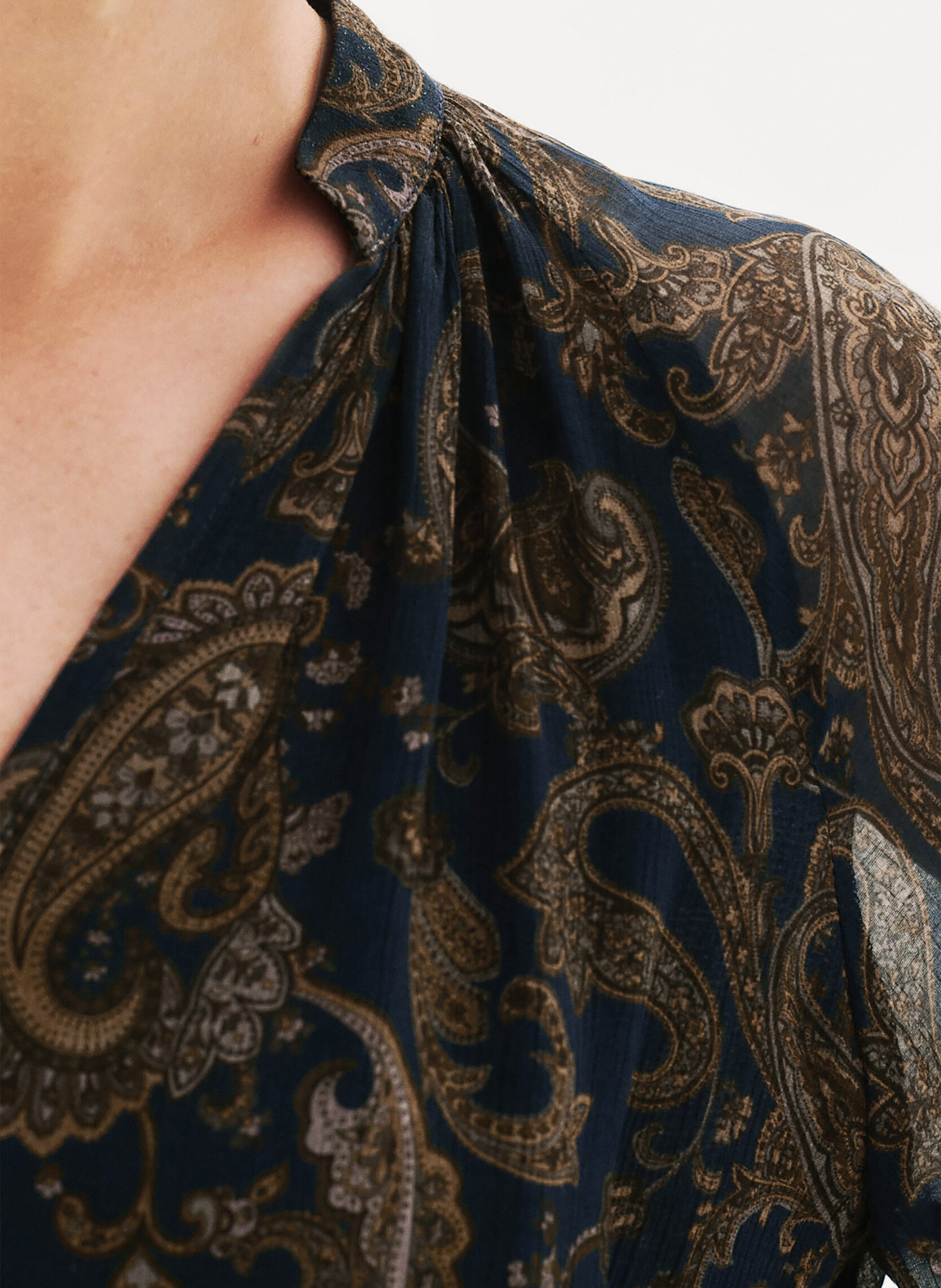 Printed henley blouse CAROLL Blue