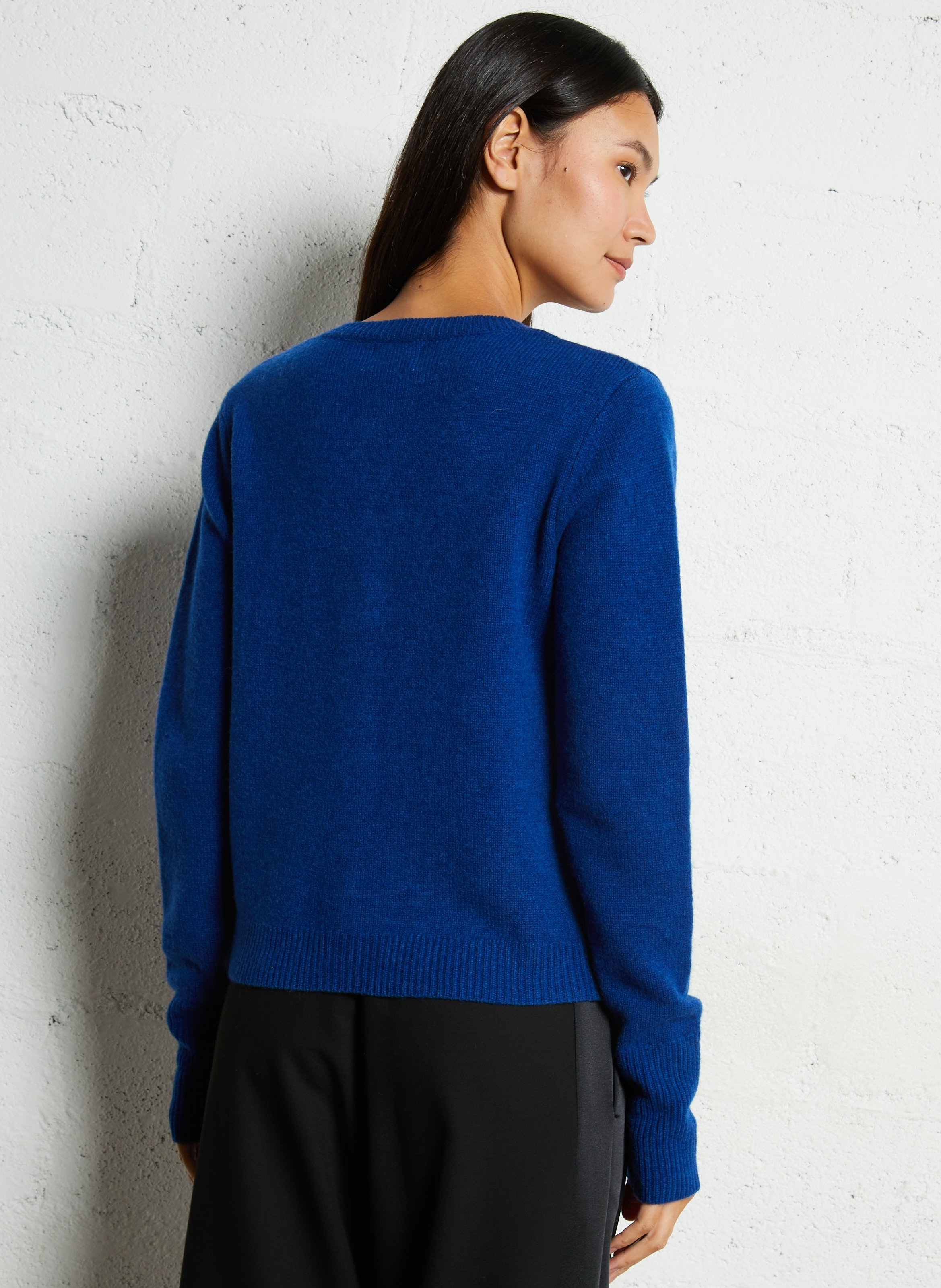 Cardigan droit en laine BELLA JONES Bleu