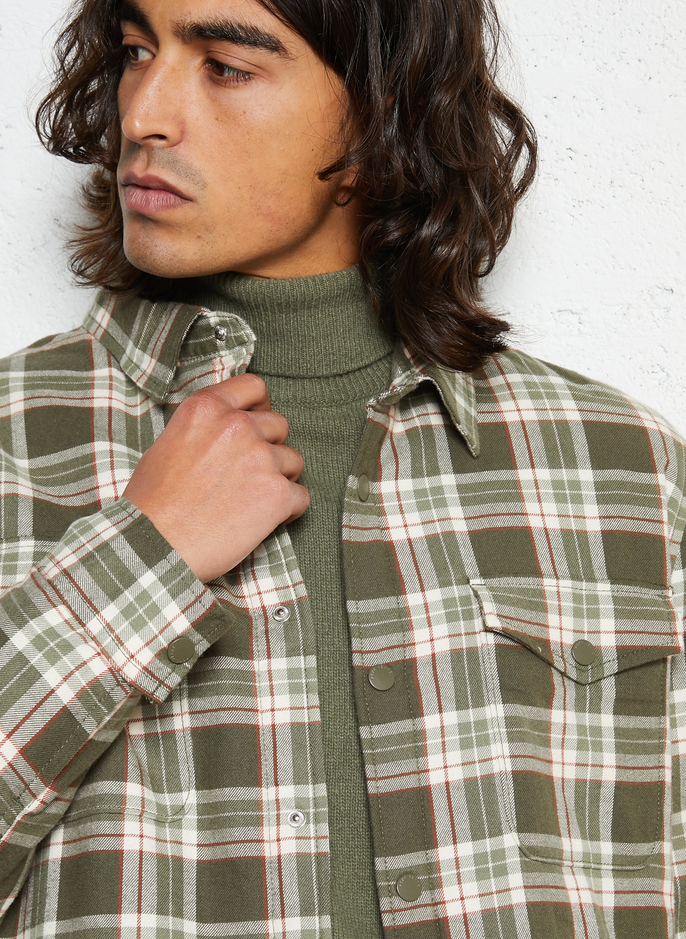 Veste chemise boutonnée à carreaux PEPE JEANS Kaki