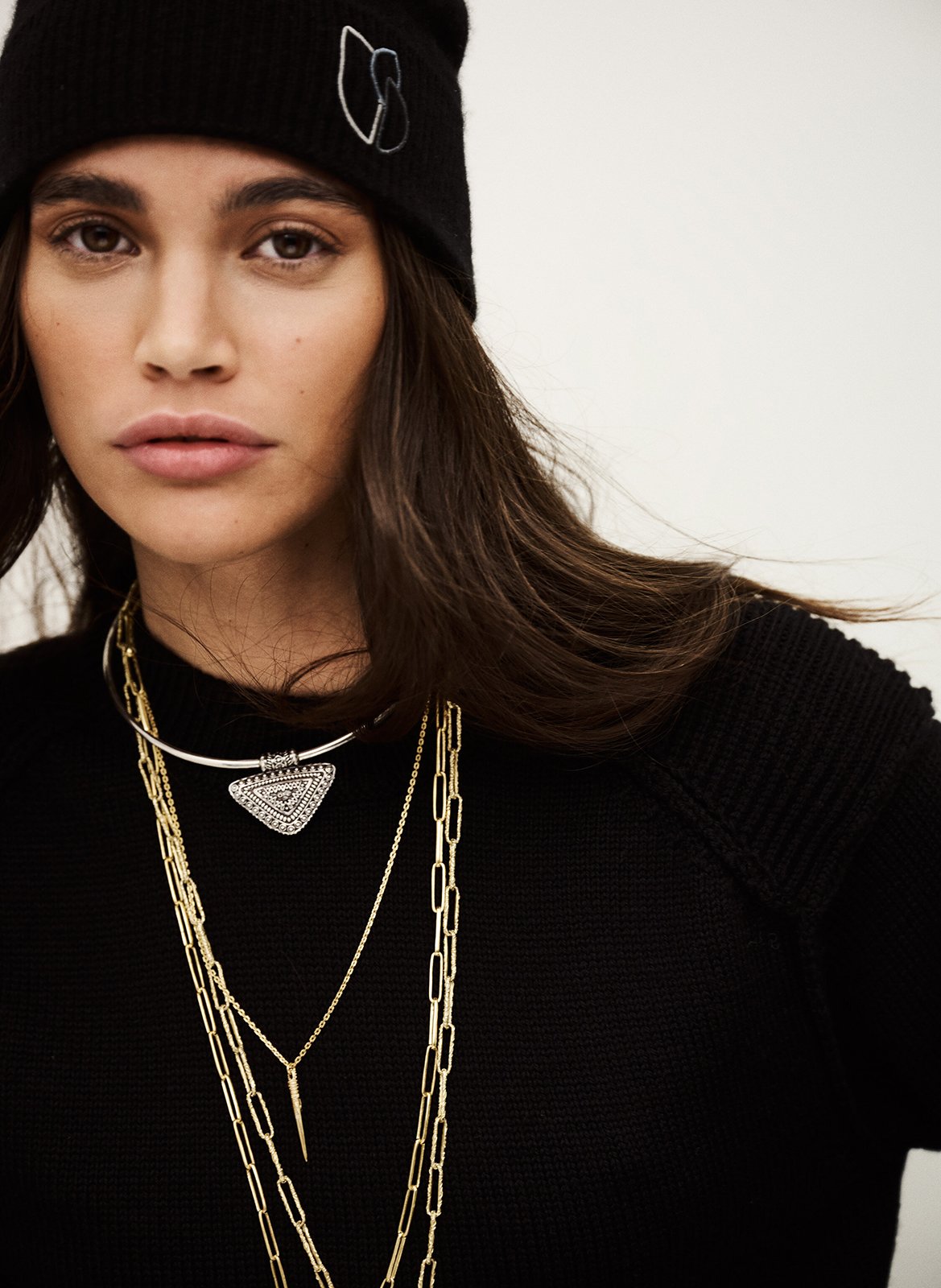 Rechte, wollen trui met ronde hals BA&SH Zwart