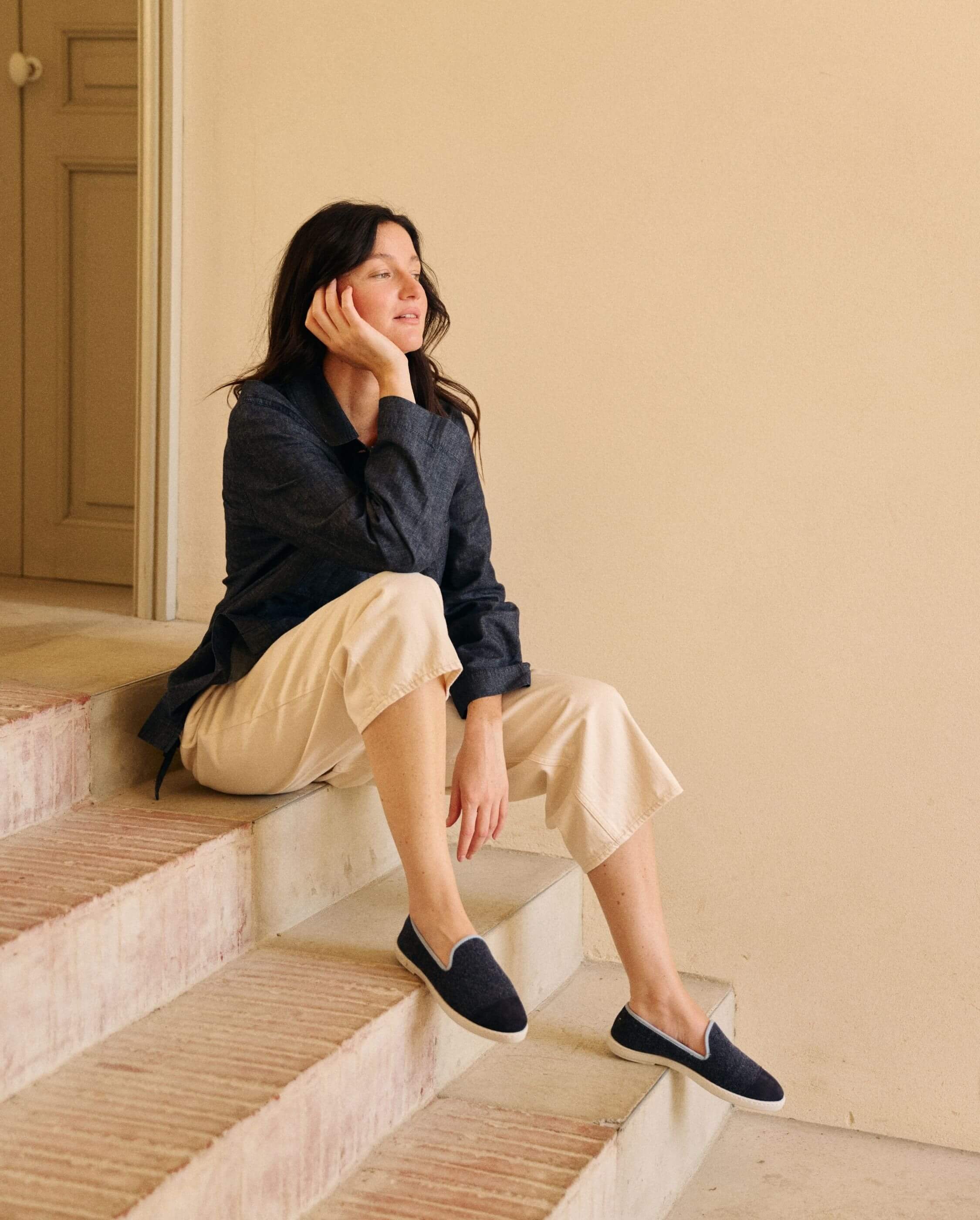 Women's wool slipper, navy sky ANGARDE Blue