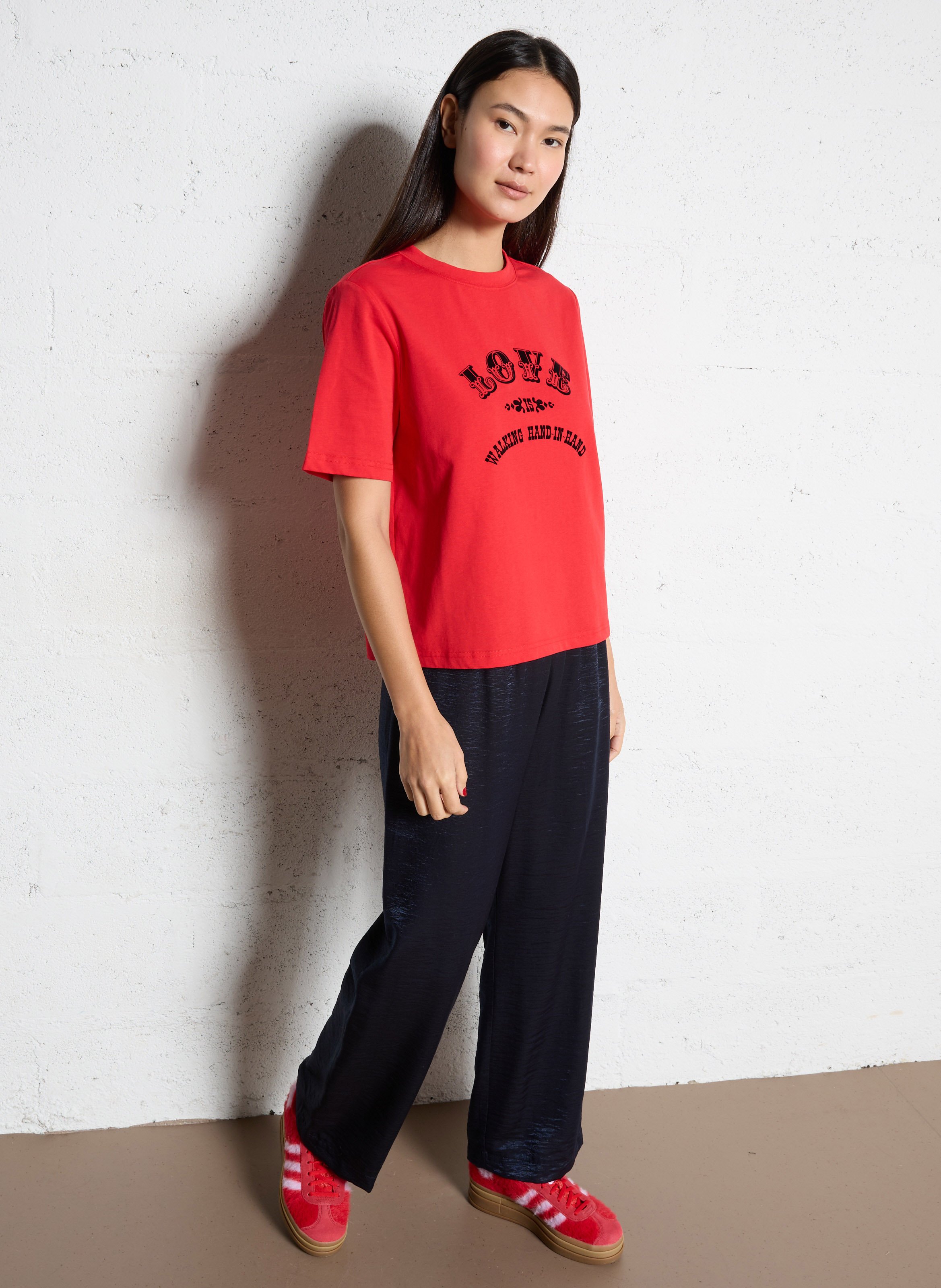 Baskets à plateformes en cuir ADIDAS Rouge