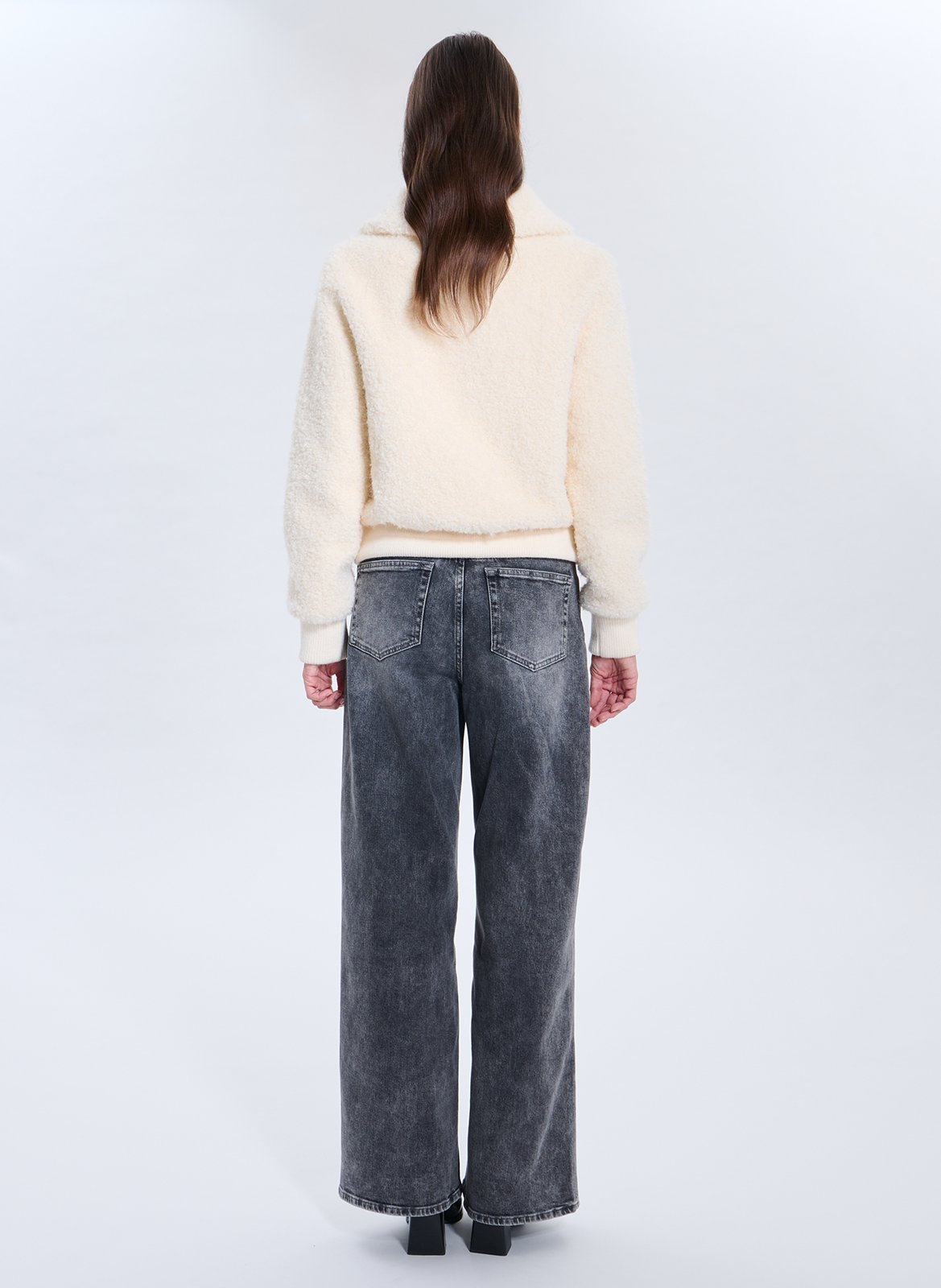 Jacket with classic sheepskin effect collar ZAPA White