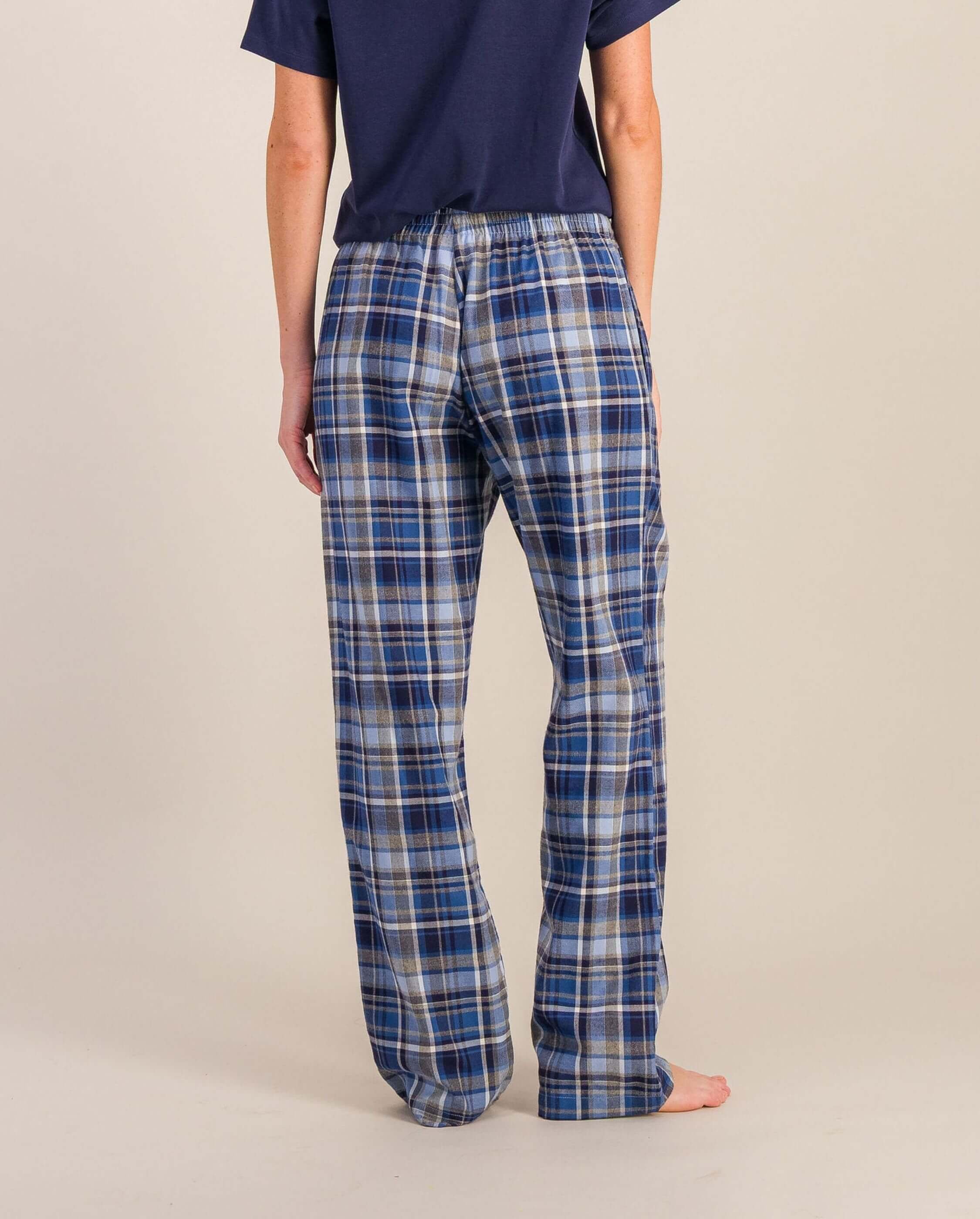 Women's organic cotton trousers, blue tartan ANGARDE Blue