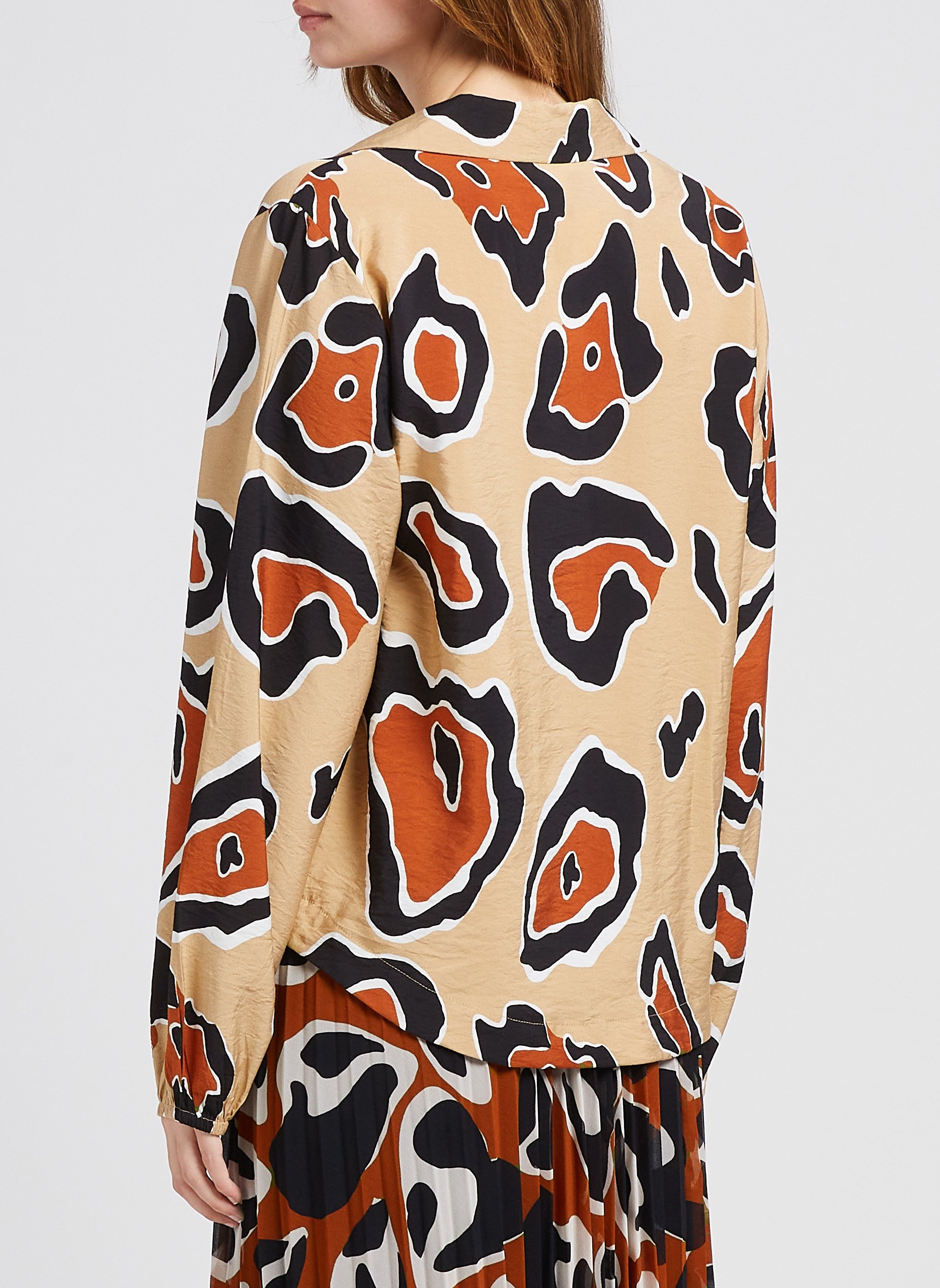 Chemise col V imprimée  OBJECT Marron