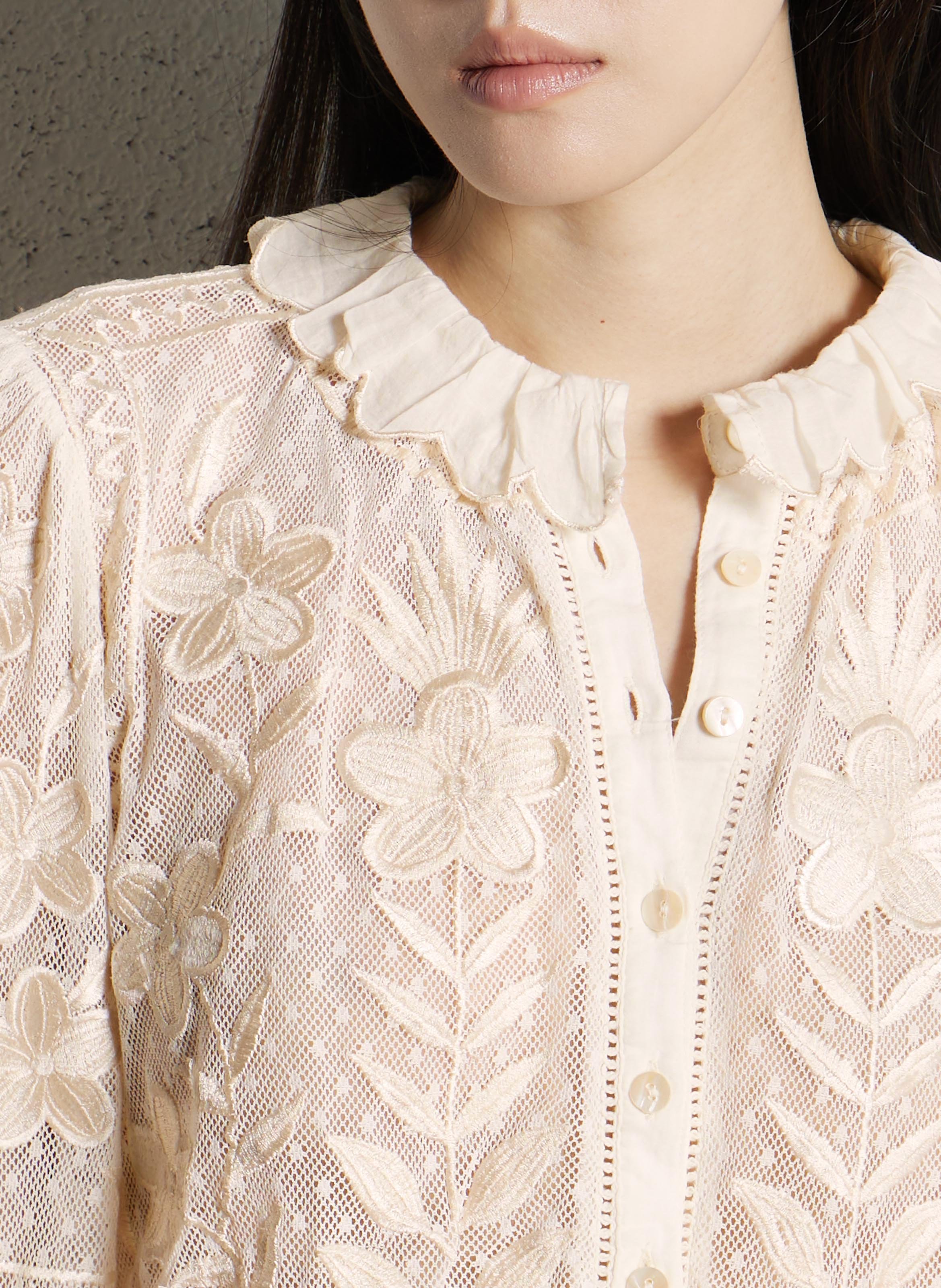 Chemsie col montant en coton ANTIK BATIK Blanc