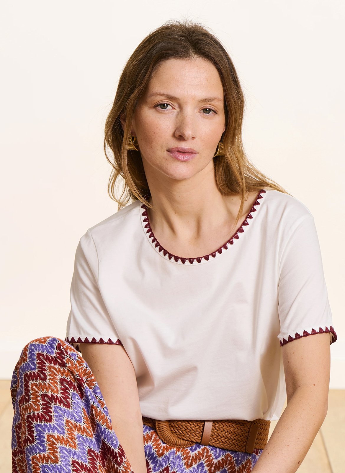 Oversized T-shirt met ronde hals van biologisch katoen LA FEE MARABOUTEE Bruin