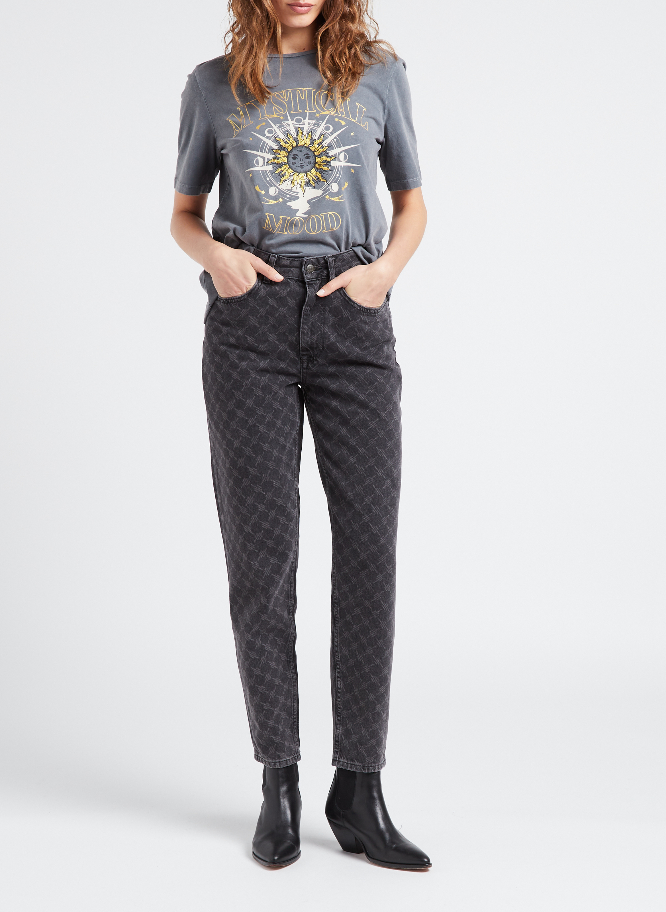 Cotton-blend straight-leg jeans OBJECT Black