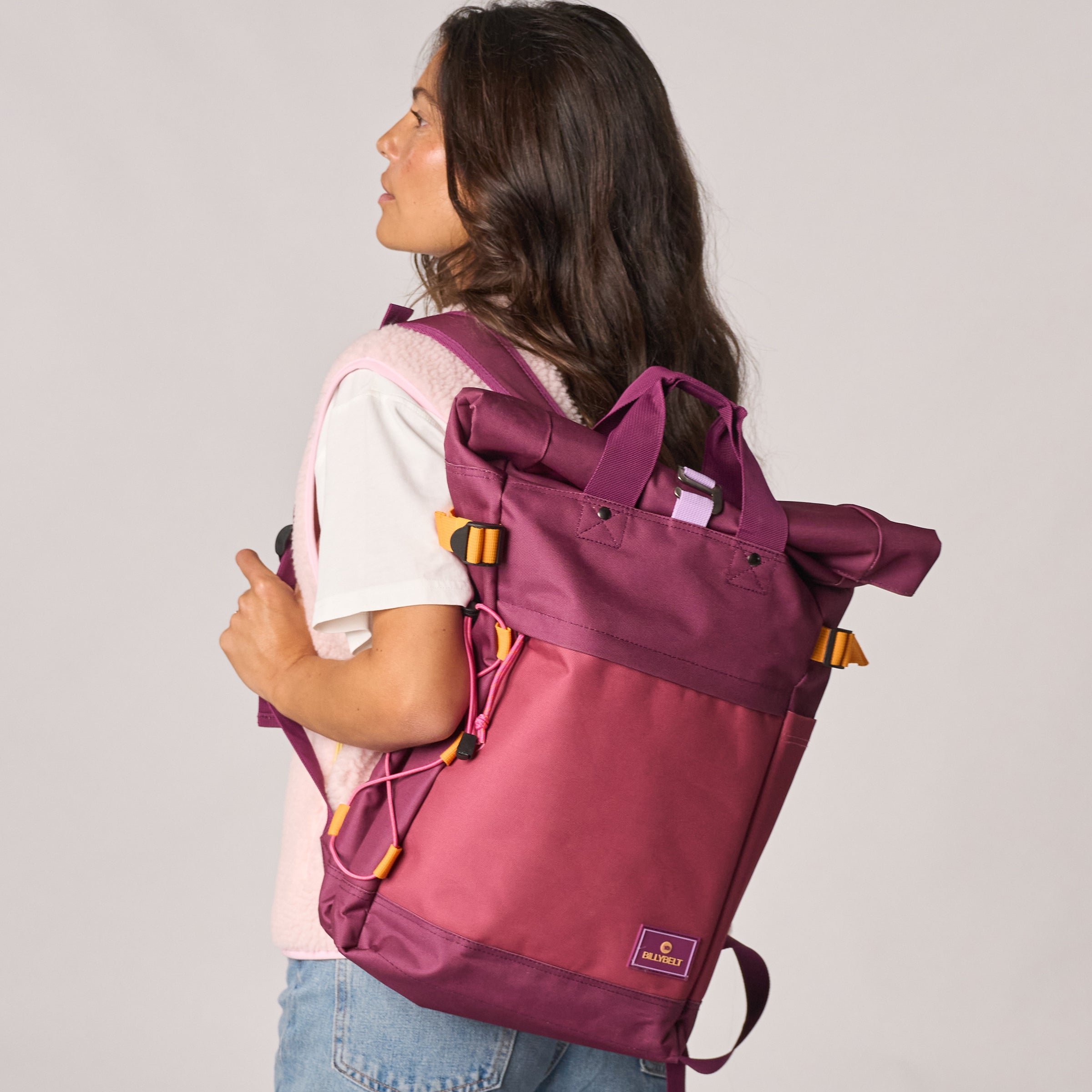 Recycled polyester rolltop backpack Purple