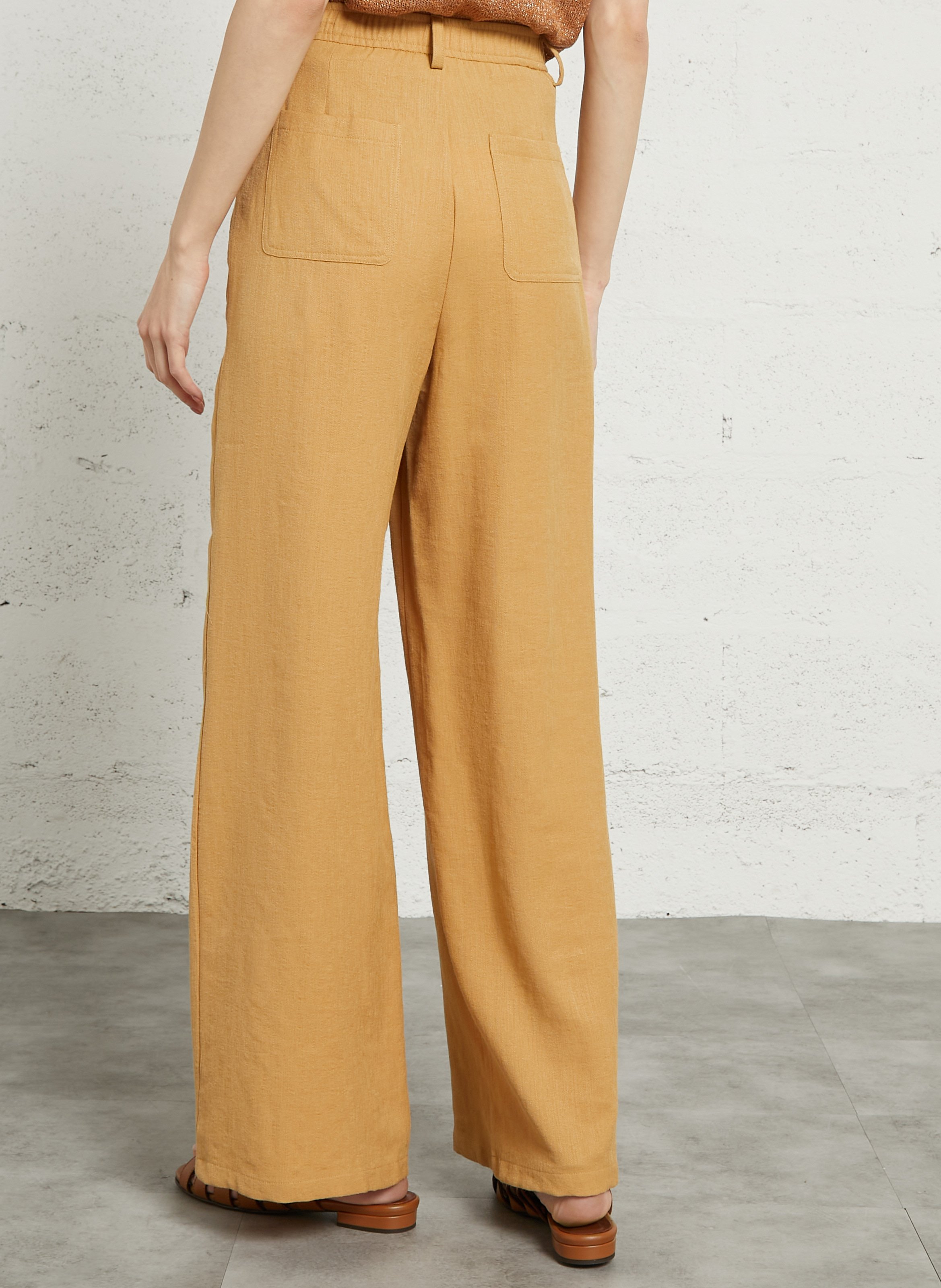Wide-leg high-waisted trousers SEE U SOON Gelb