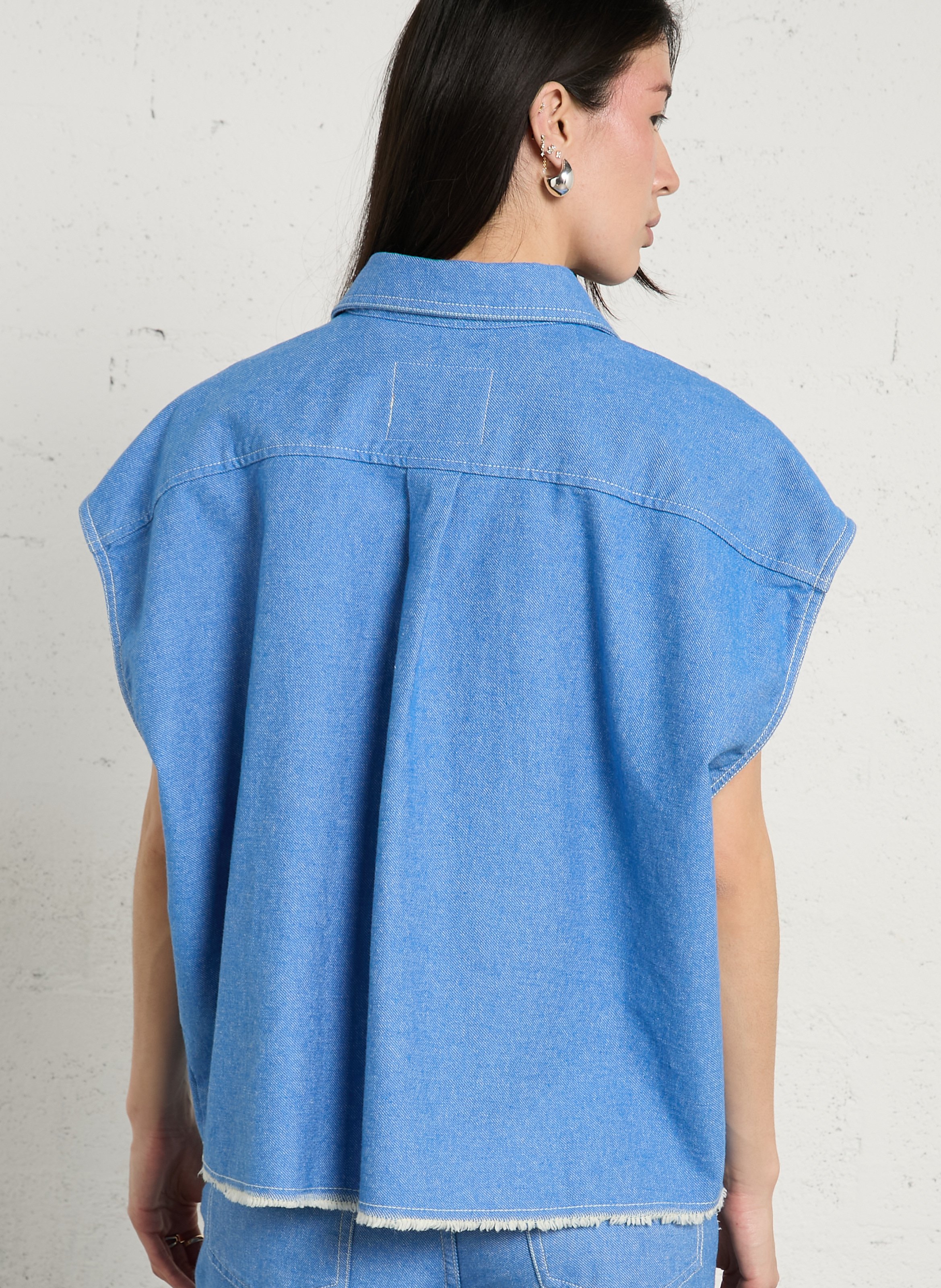 Oversized denim button-up shirt AMERICAN VINTAGE Blue