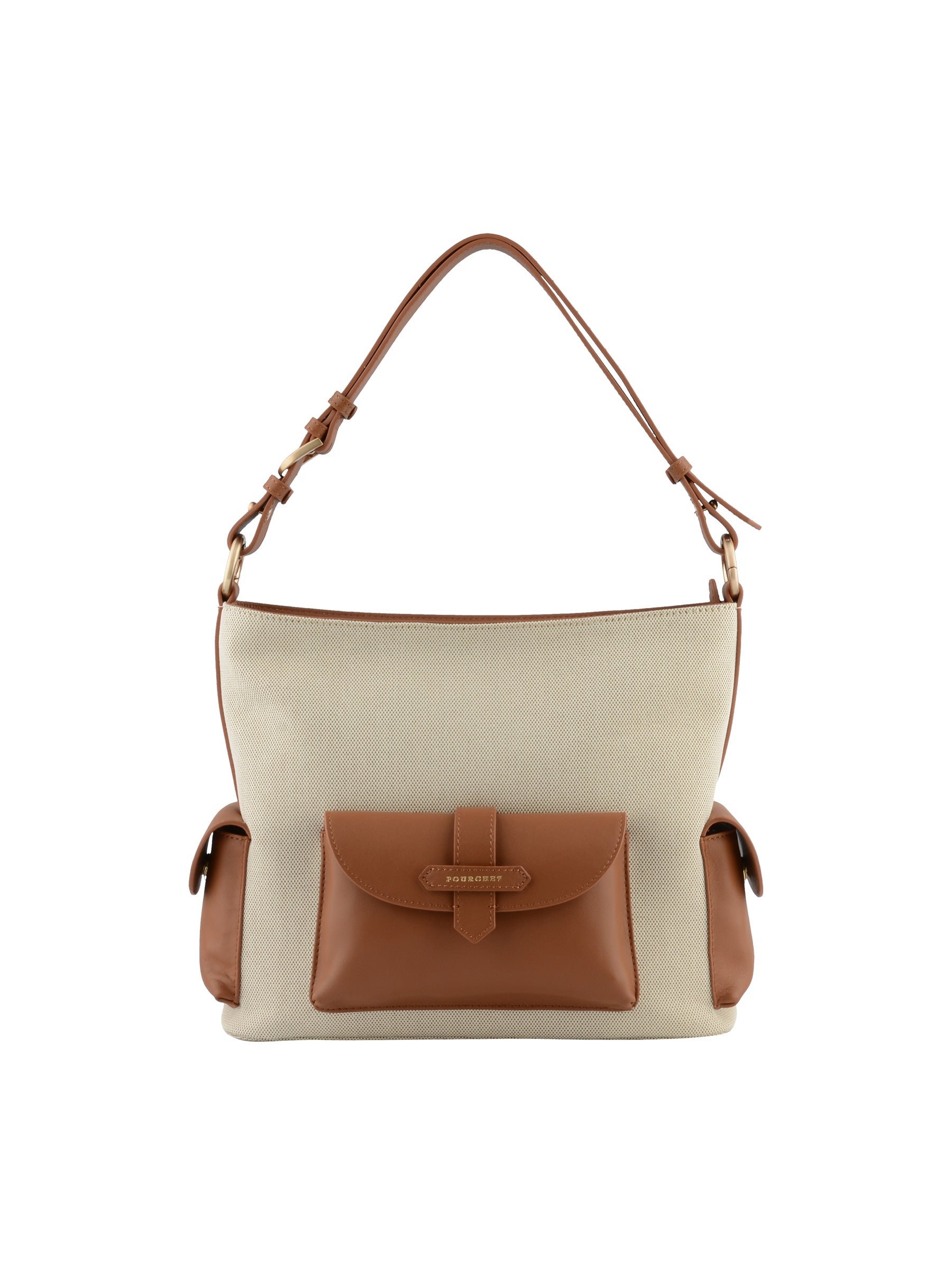 Calfskin leather shoulder bag POURCHET Golden