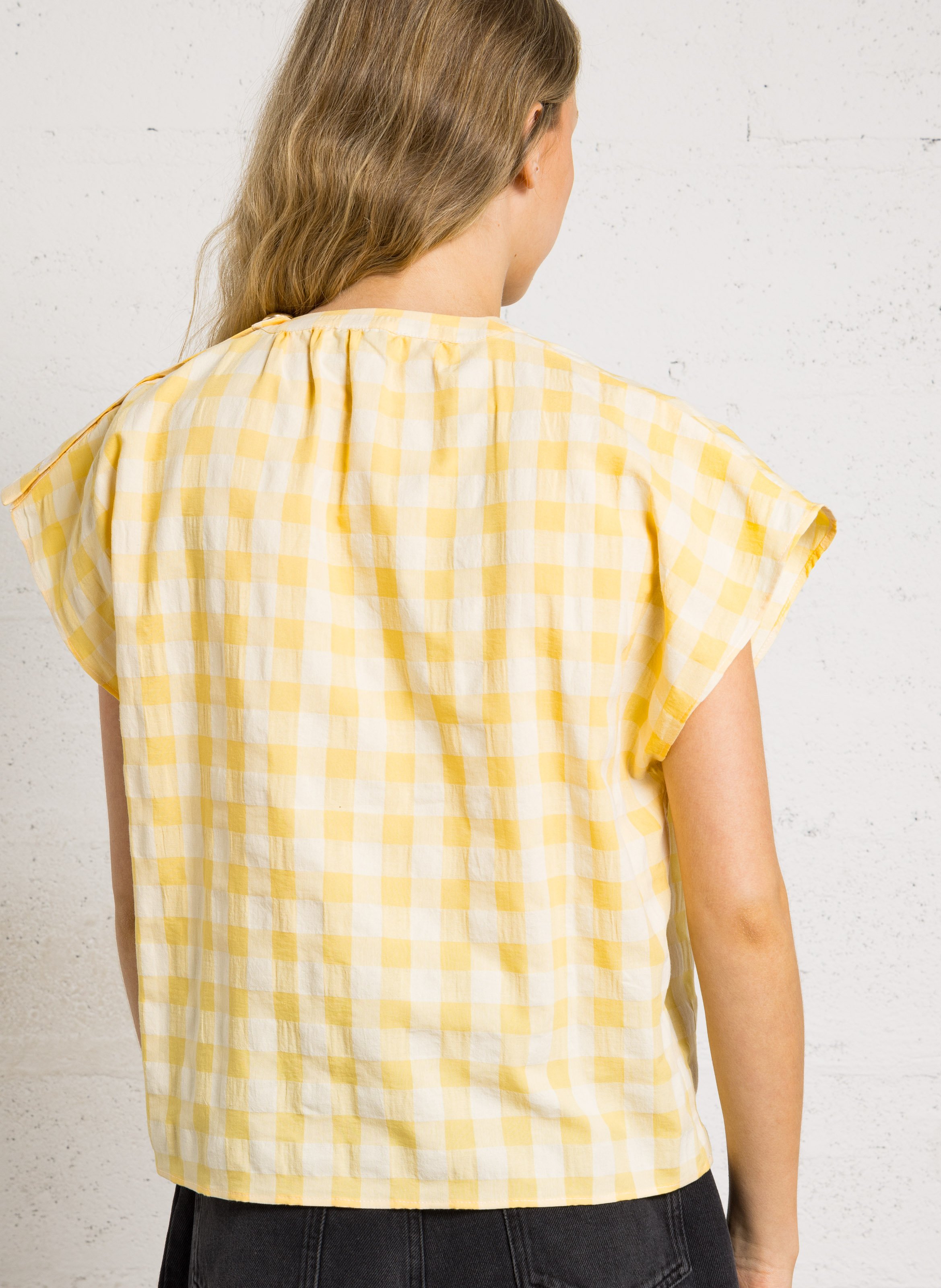 Rundhals-Top aus Baumwoll-Mix BELLEPIECE Gelb