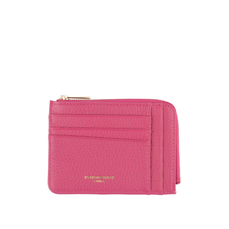 Portefeuille en cuir de vachette CLUB Fuschia