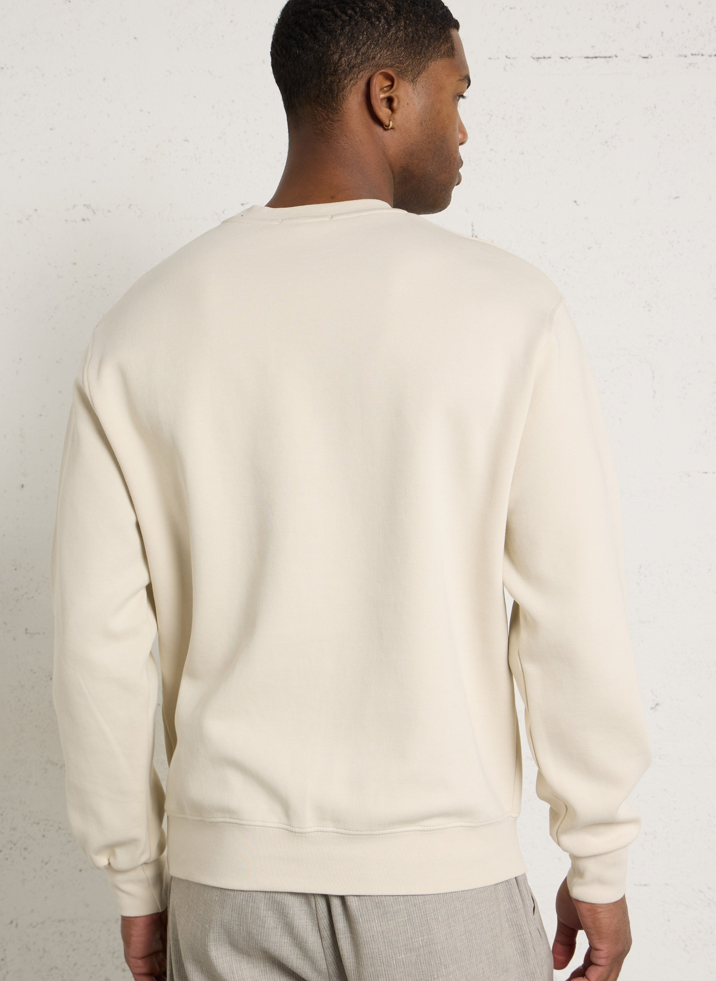 Gerader Rundhalsausschnitt-Sweatshirt aus Baumwolle mit Stickerei IMPERIAL Beige