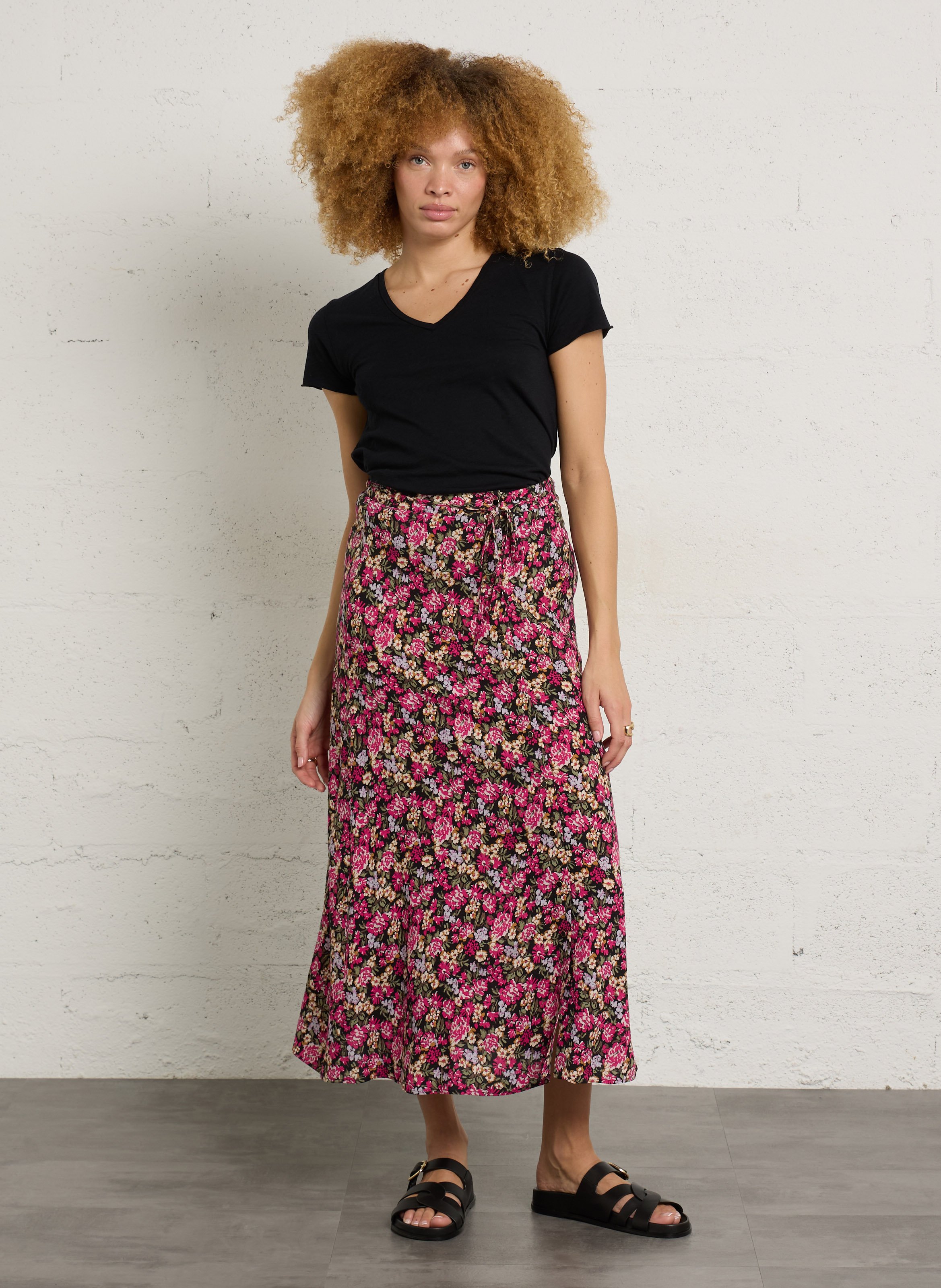 V-neck cotton-blend T-shirt AMERICAN VINTAGE Black