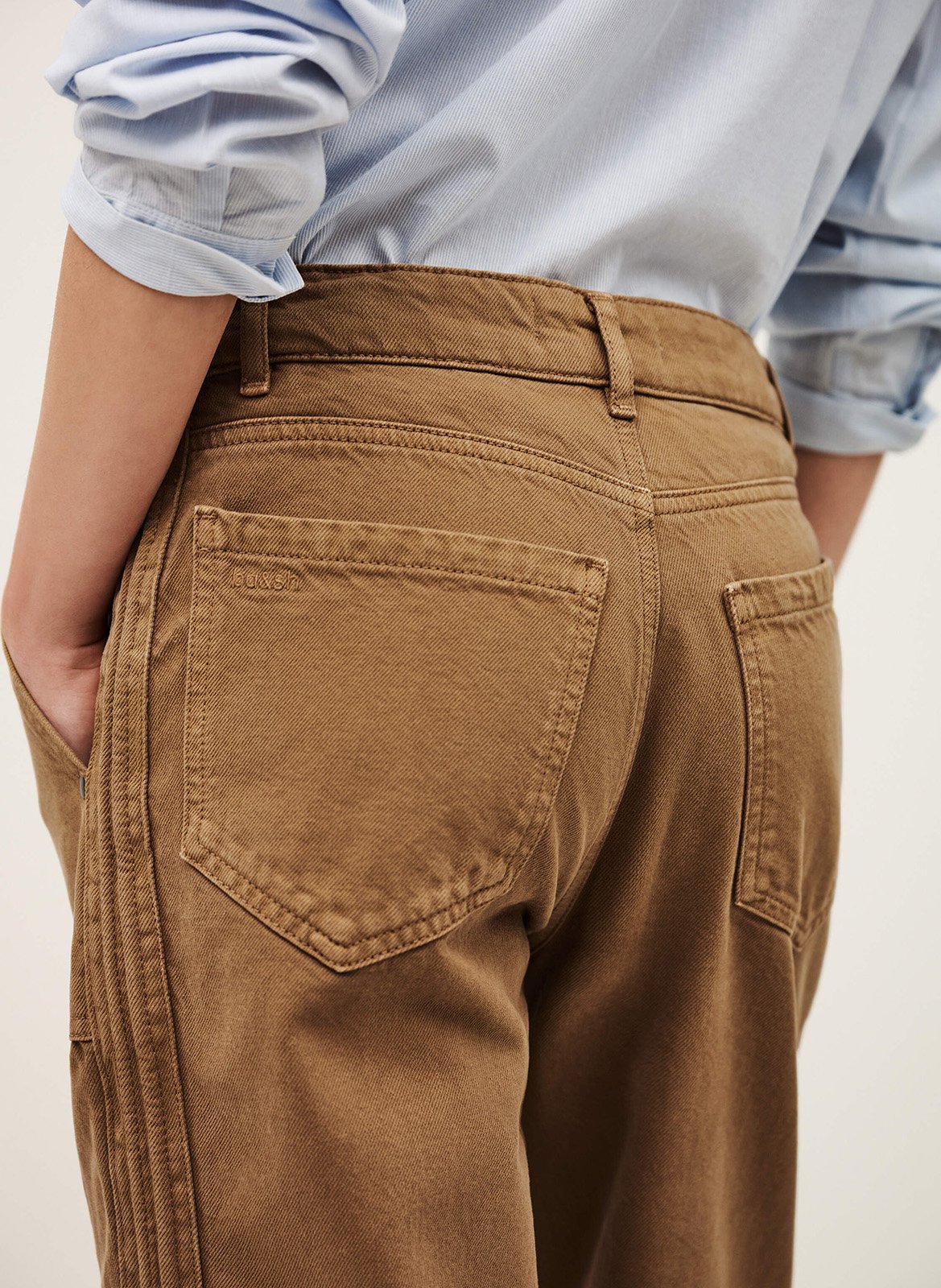 Pantalon droit en coton mélangé BA&SH Marron