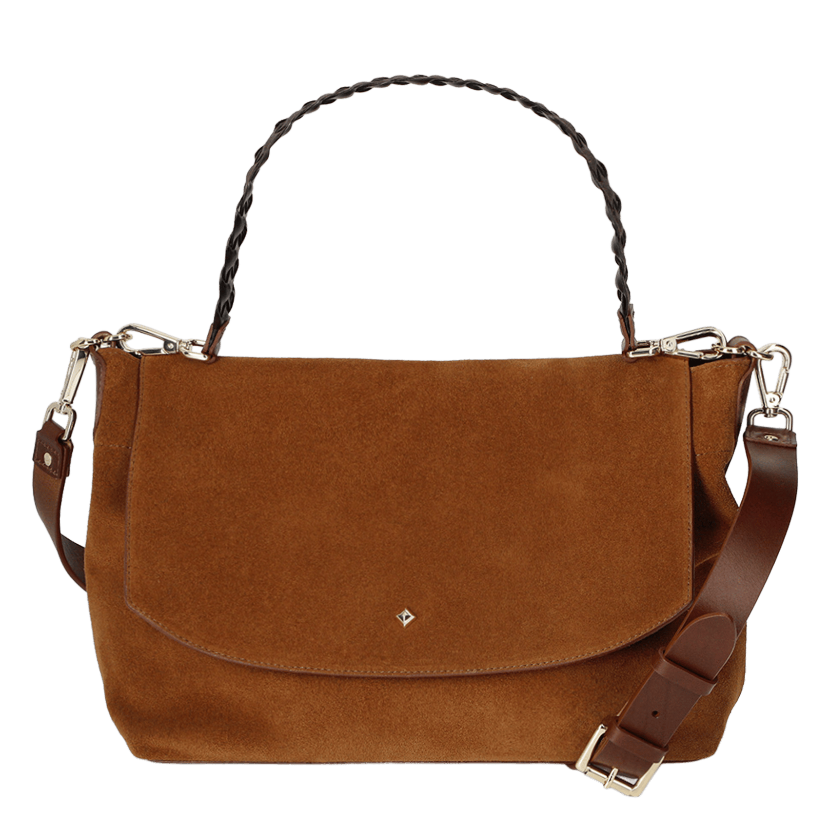 Sac bandoulière en cuir velours HERBERT FRERE SOEUR Marron