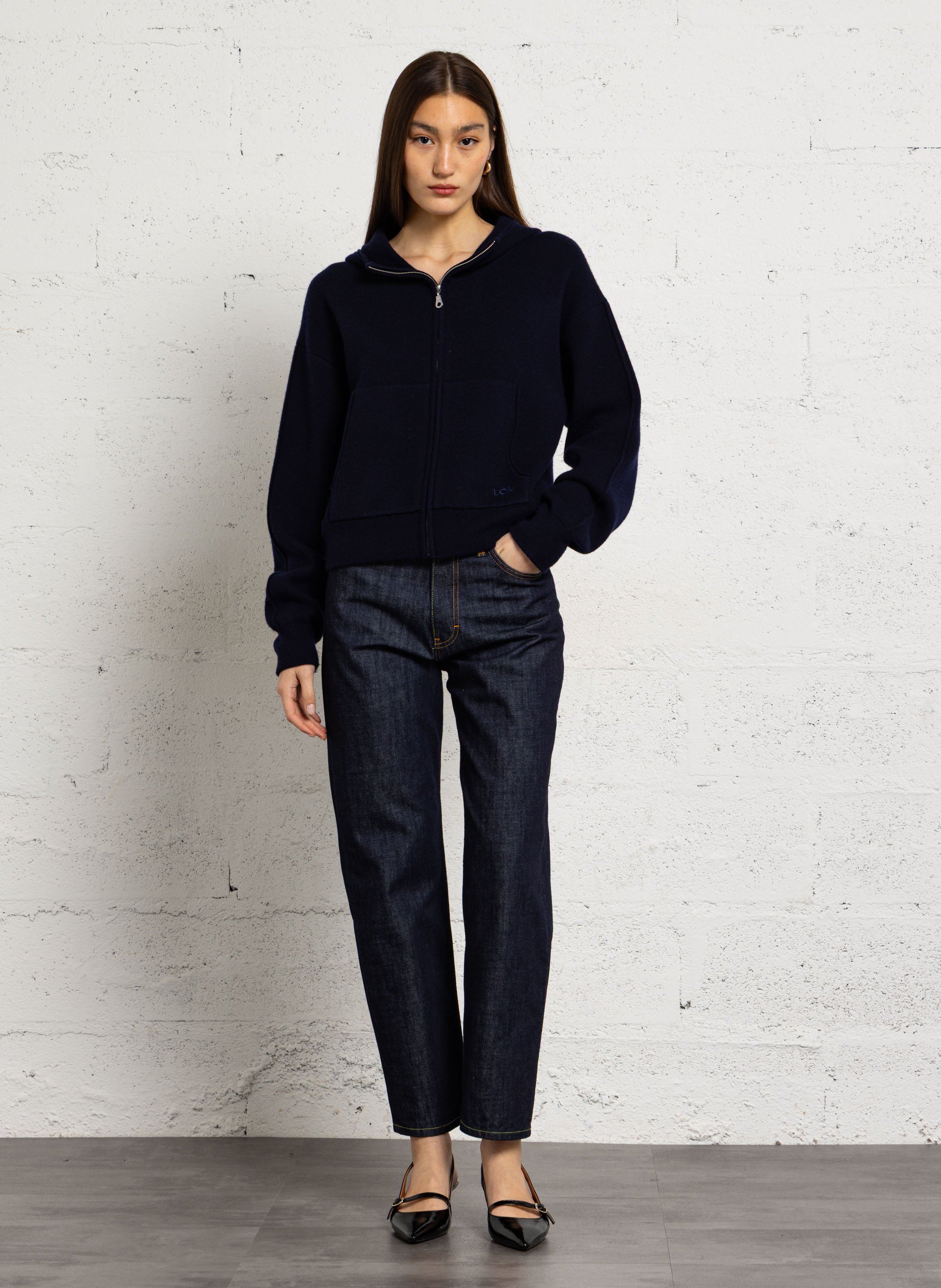 Jean boyfriend taille haute en coton MARGAUX LONNBERG Bleu